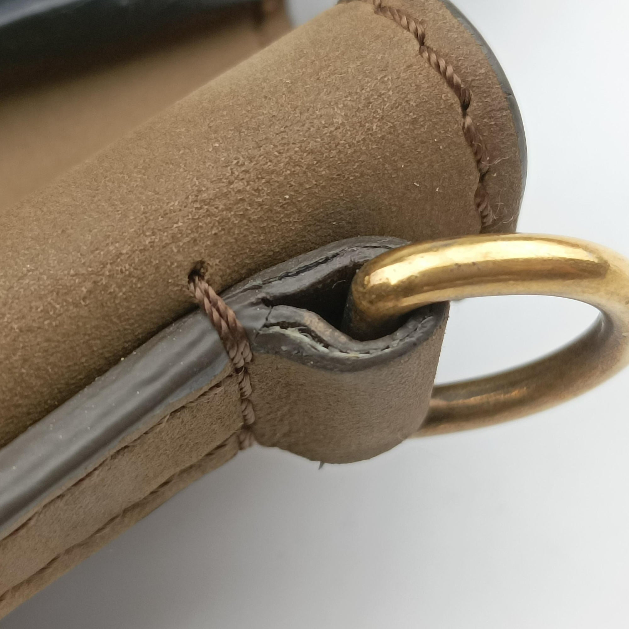 Pre-owned Celine Luggage Mini Shopper Beige×Black×brown Suede × leather  handbag | stylenewstar