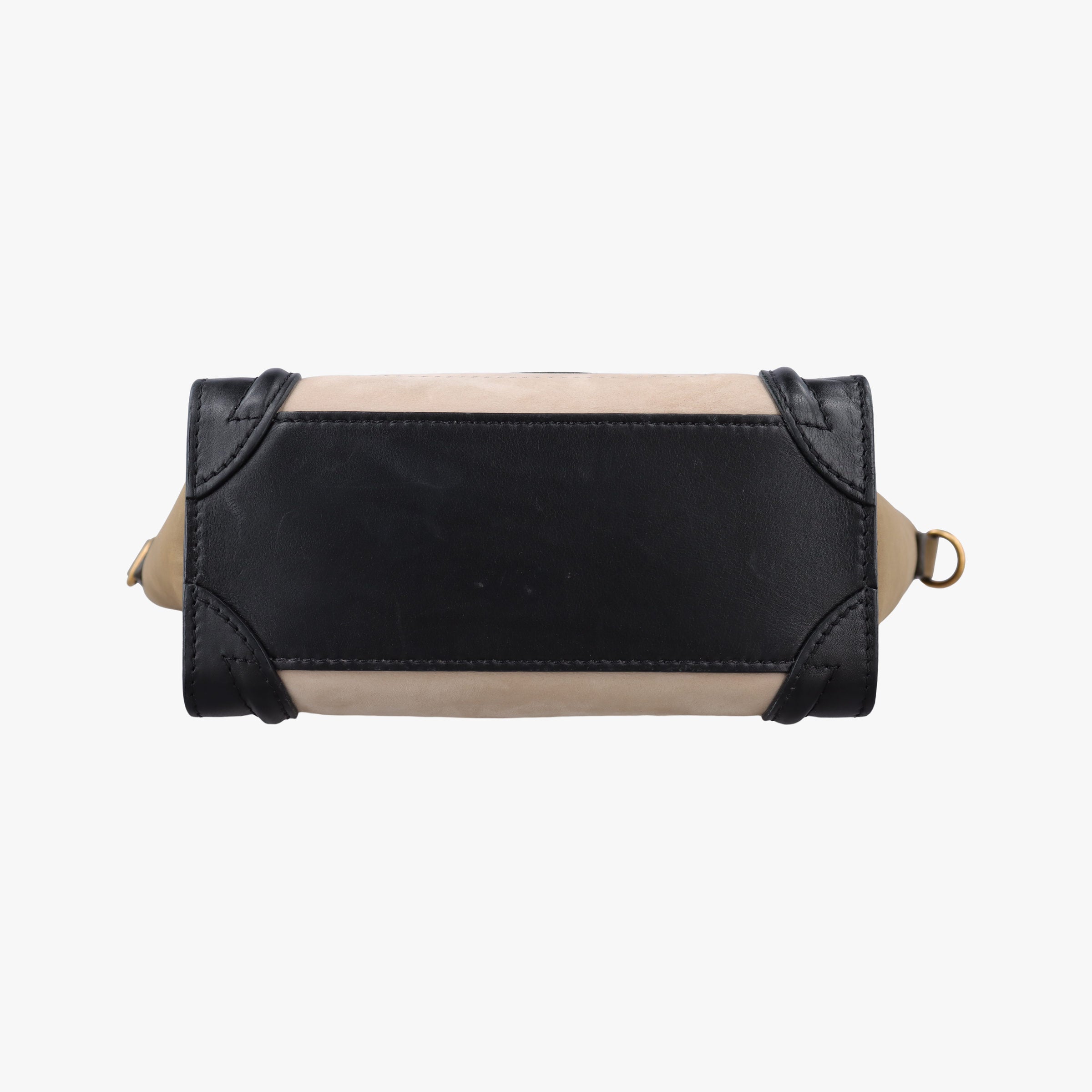 Pre-owned Celine Luggage Mini Shopper Beige×Black×brown Suede × leather  handbag | stylenewstar