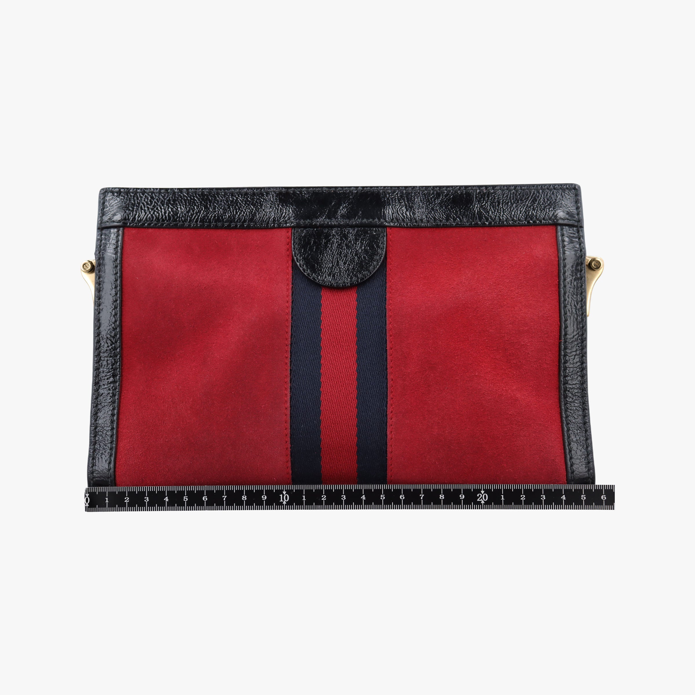 Pre-owned Gucci Ophidia Red×Black Suede×Patent 503877 shoulderbag | stylenewstar