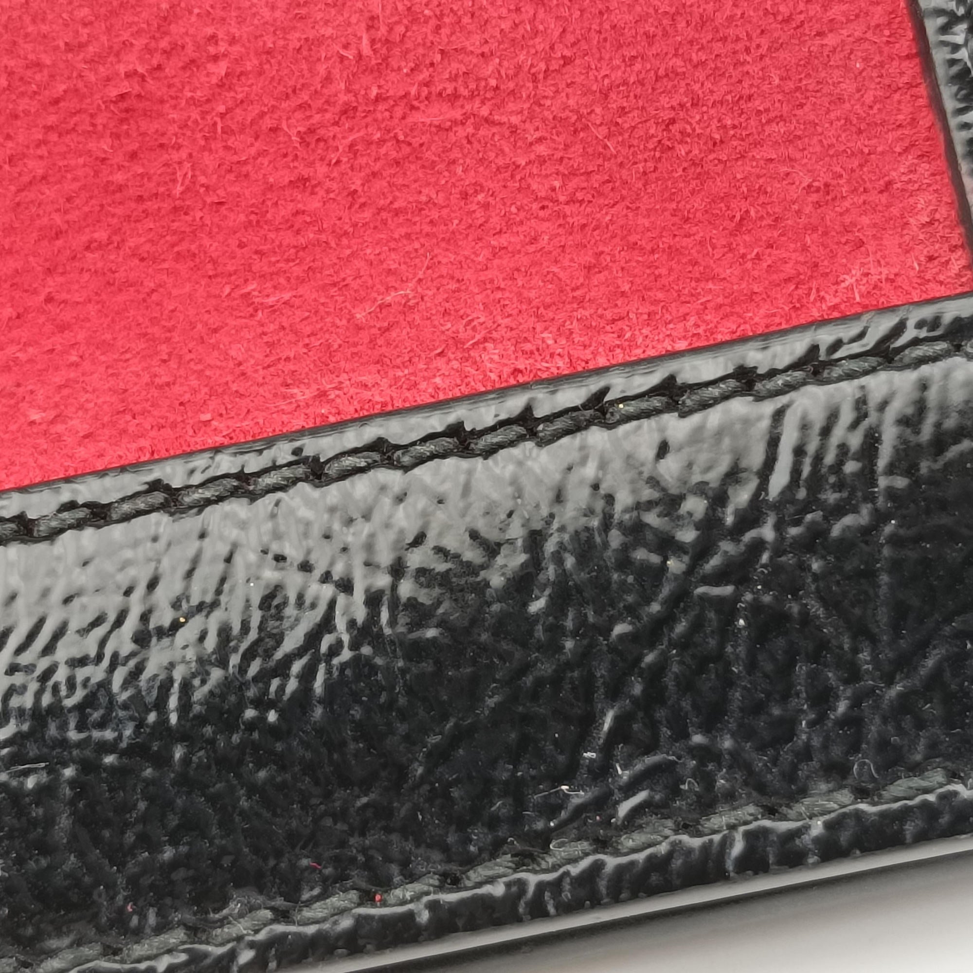 Pre-owned Gucci Ophidia Red×Black Suede×Patent 503877 shoulderbag | stylenewstar