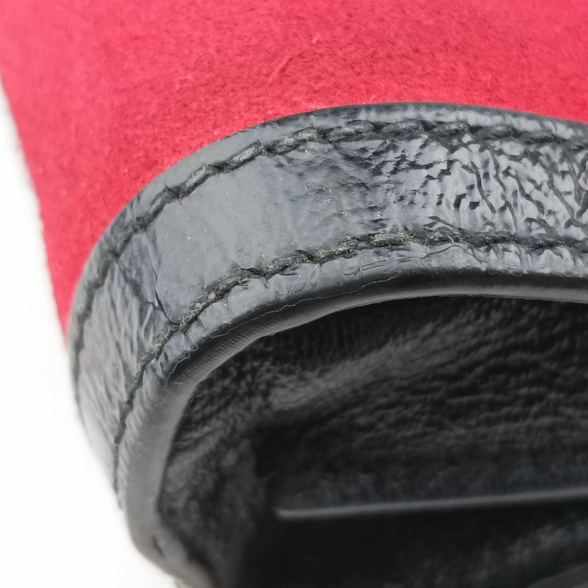 Pre-owned Gucci Ophidia Red×Black Suede×Patent 503877 shoulderbag | stylenewstar