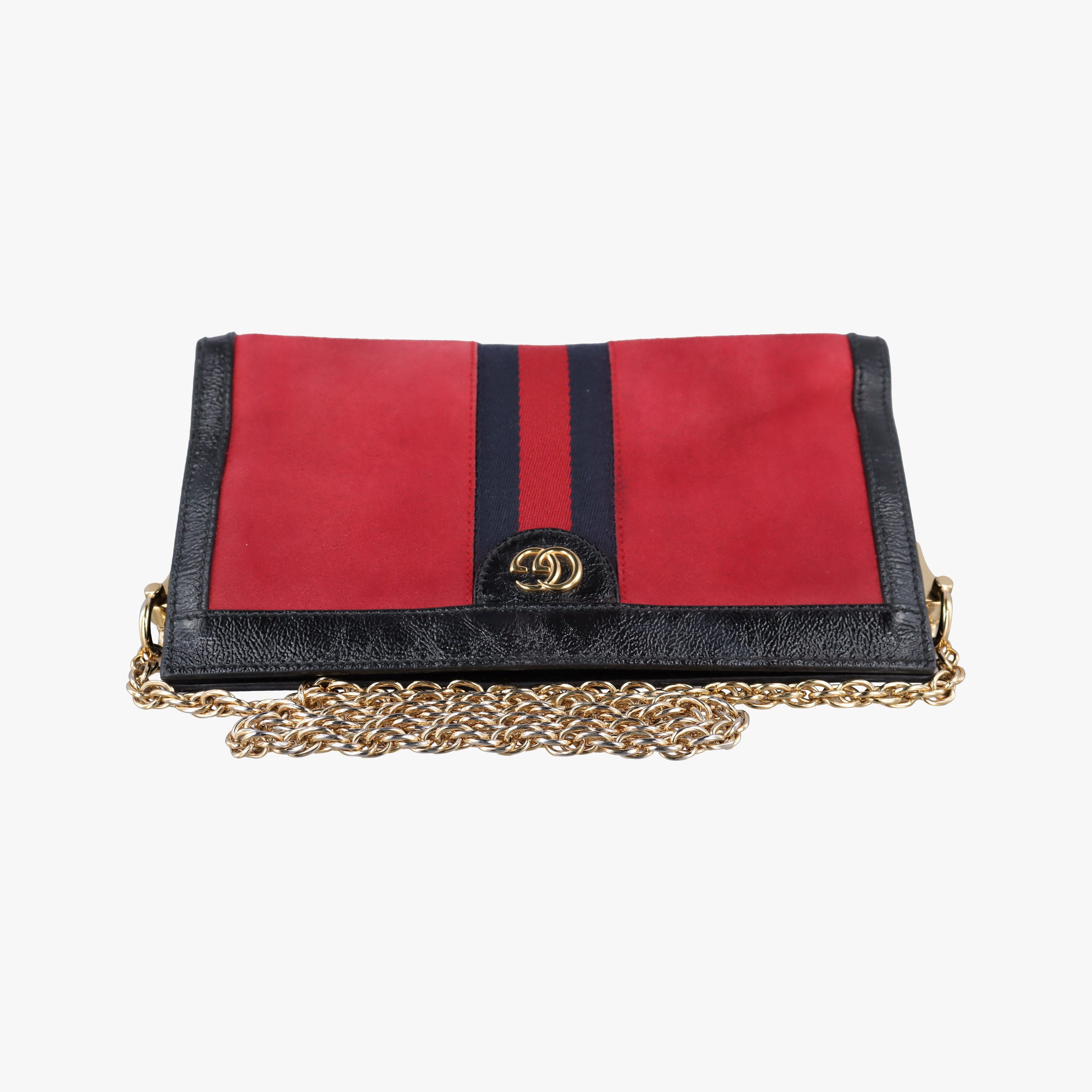 Pre-owned Gucci Ophidia Red×Black Suede×Patent 503877 shoulderbag | stylenewstar