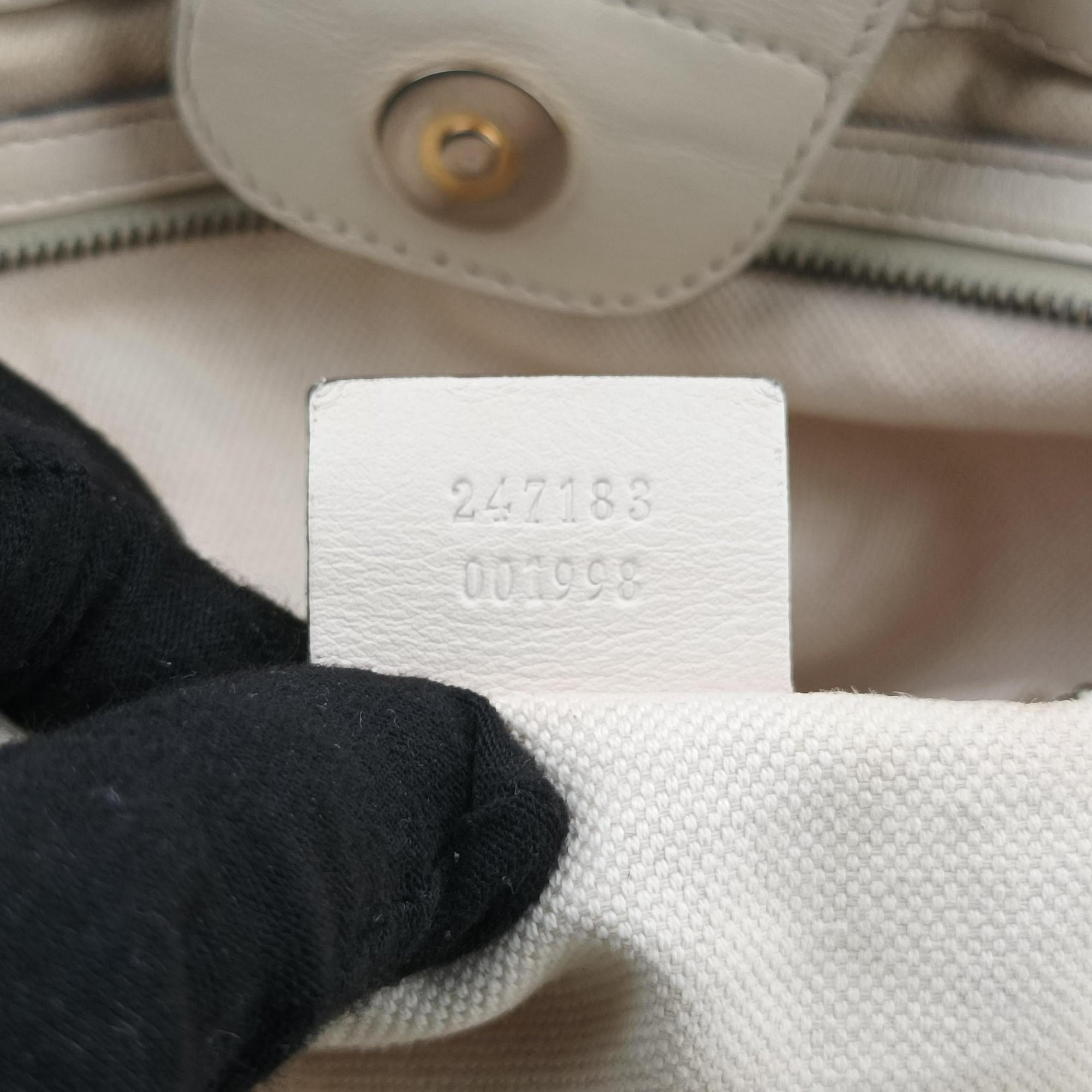 Secondhand Gucci GG Running White×Brown canvas×leather 247183 handbag | stylenewstar