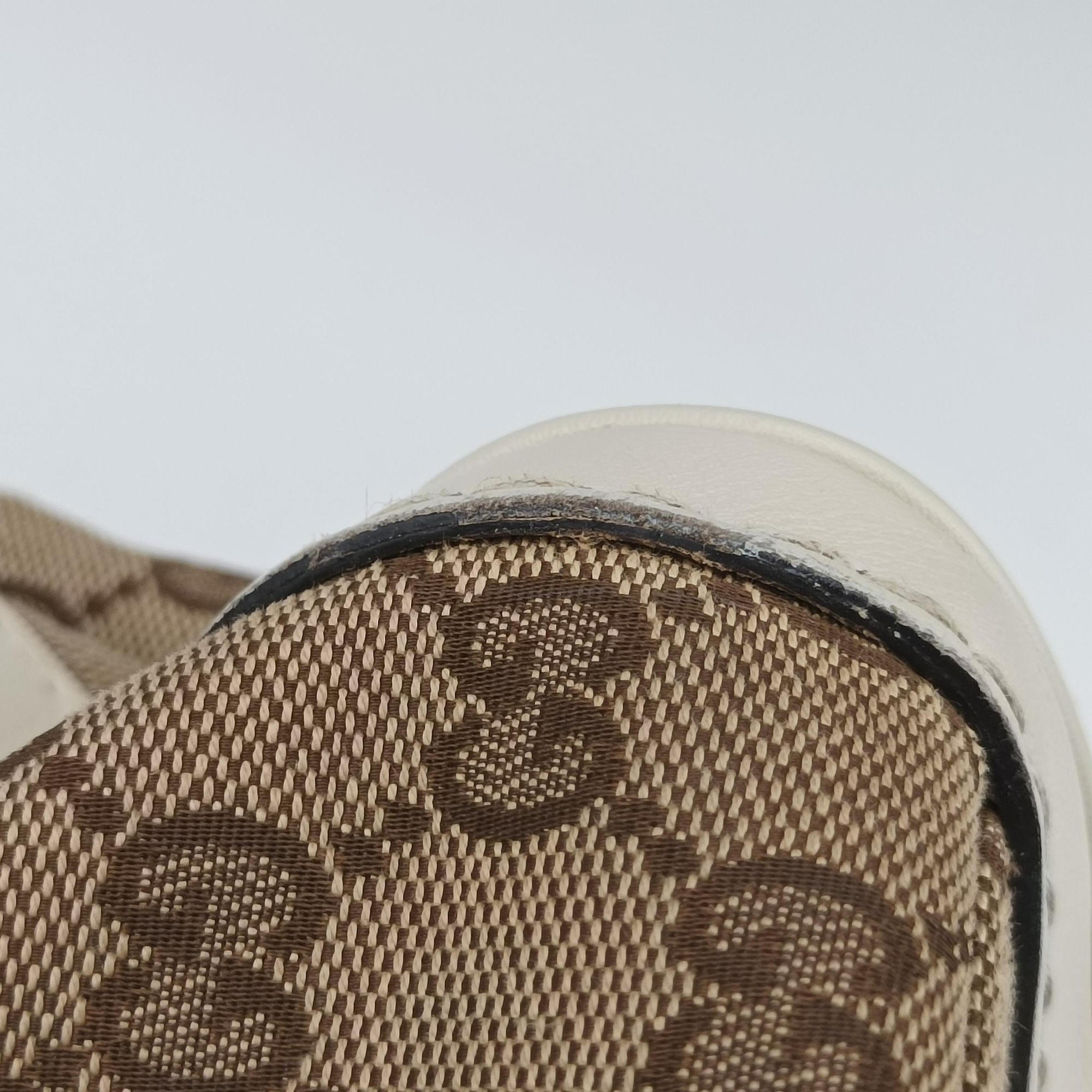 Secondhand Gucci GG Running White×Brown canvas×leather 247183 handbag | stylenewstar