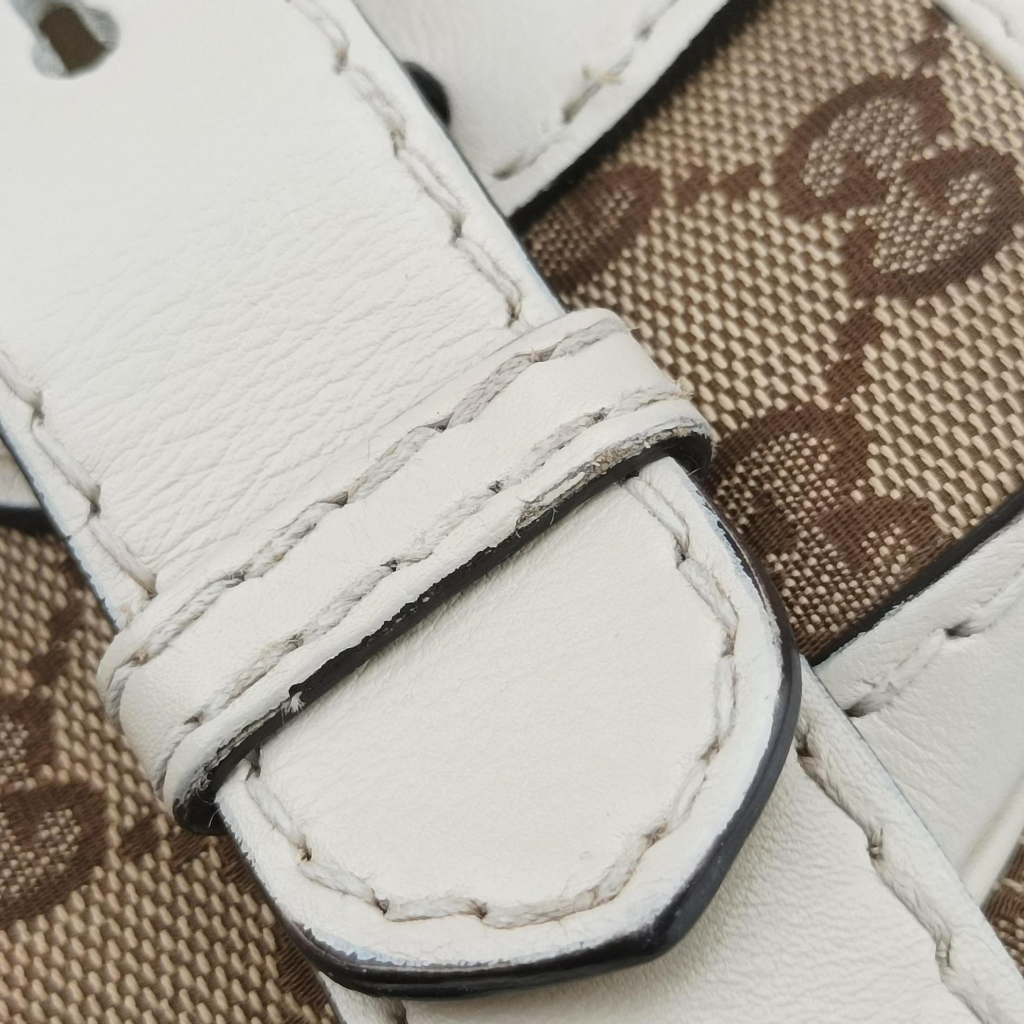 Secondhand Gucci GG Running White×Brown canvas×leather 247183 handbag | stylenewstar