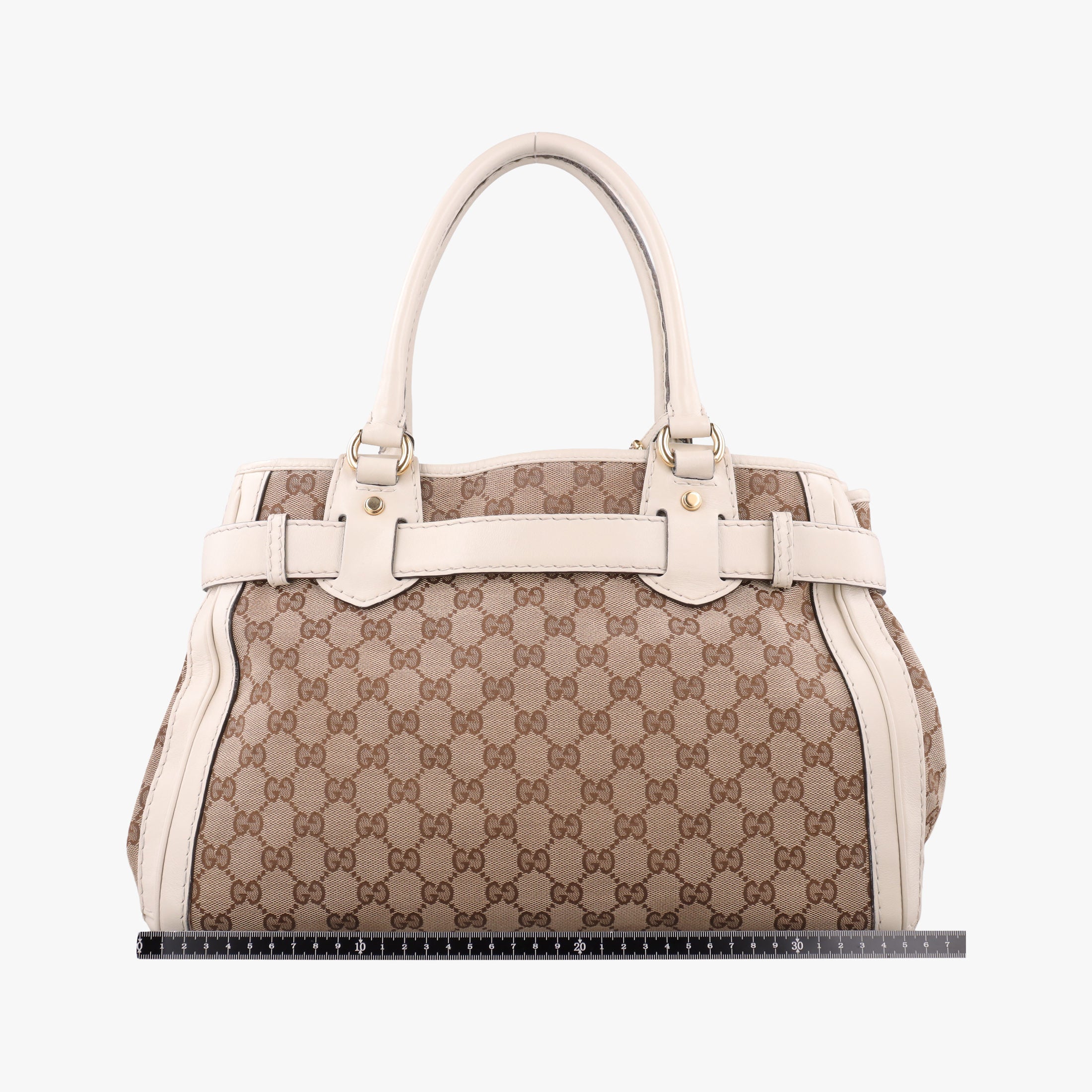 Secondhand Gucci GG Running White×Brown canvas×leather 247183 handbag | stylenewstar