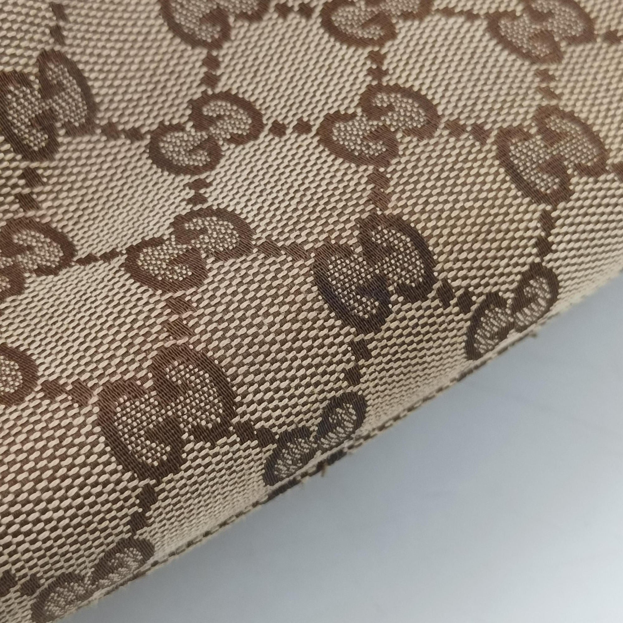 Secondhand Gucci GG Running White×Brown canvas×leather 247183 handbag | stylenewstar