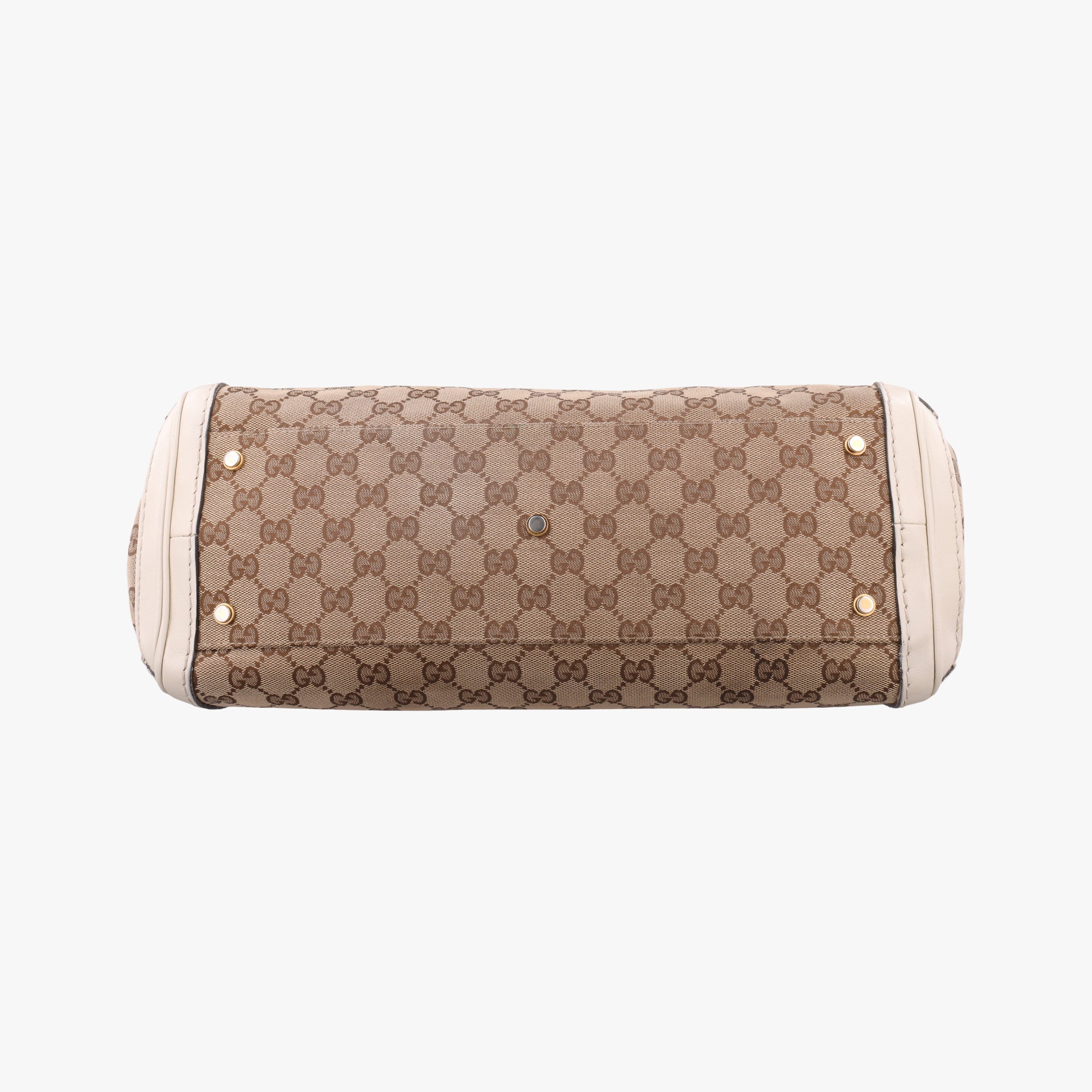 Secondhand Gucci GG Running White×Brown canvas×leather 247183 handbag | stylenewstar