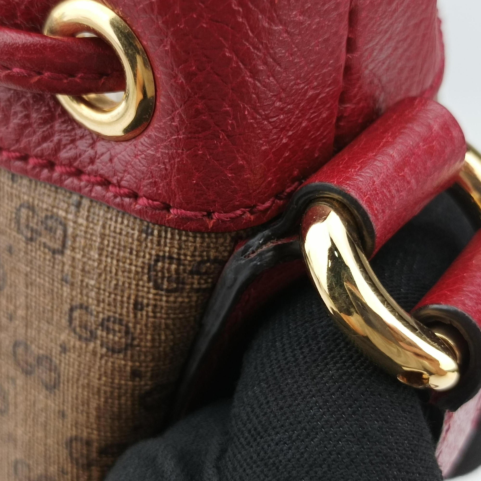 Pre-owned Gucci Doraemon collaboration Brown x red PVC coated canvas×Leather 655597 shoulderbag | stylenewstar