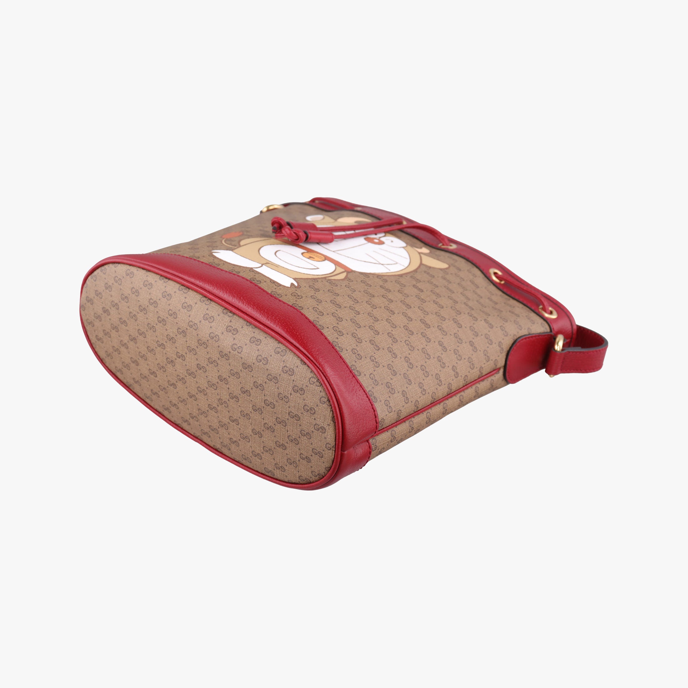 Pre-owned Gucci Doraemon collaboration Brown x red PVC coated canvas×Leather 655597 shoulderbag | stylenewstar