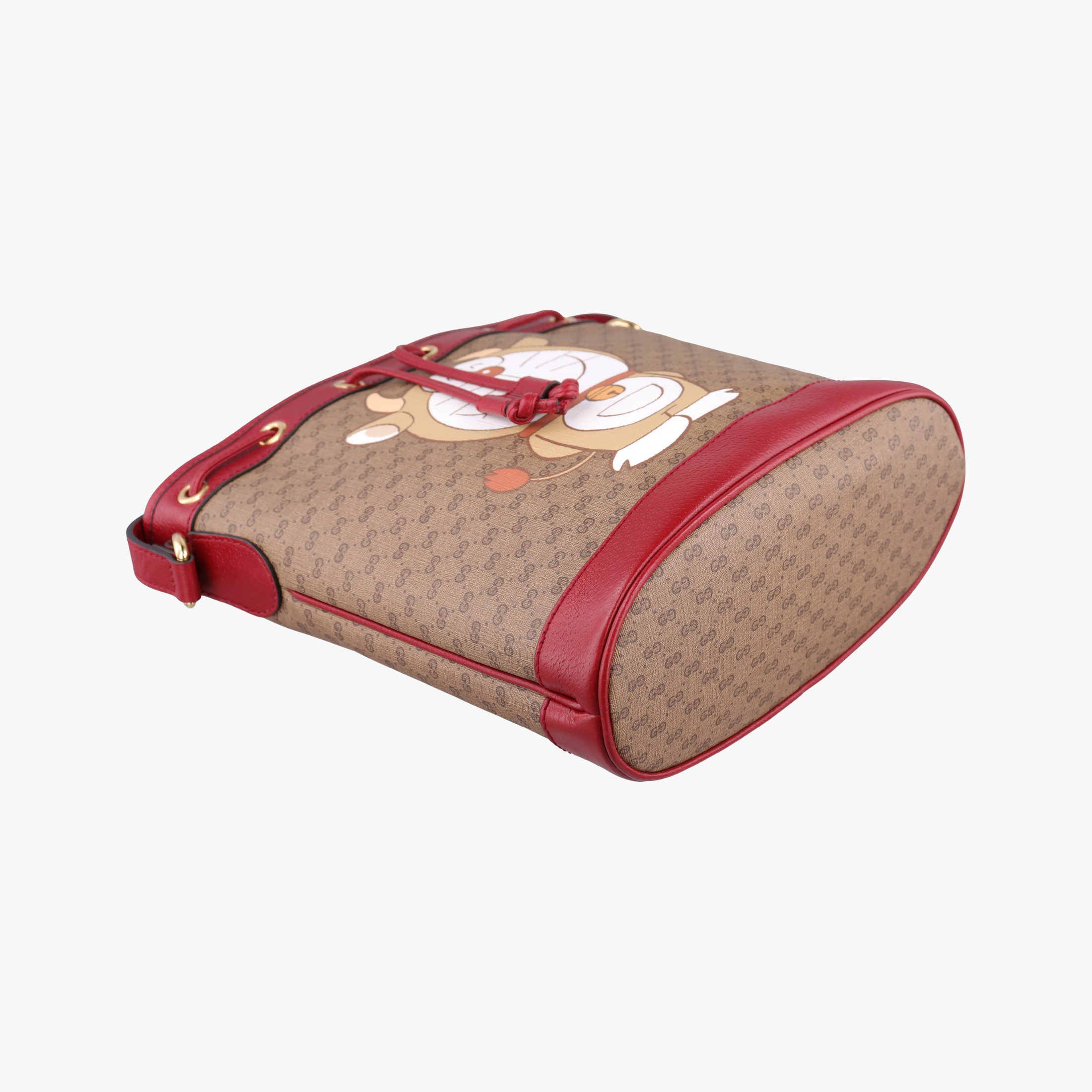 Pre-owned Gucci Doraemon collaboration Brown x red PVC coated canvas×Leather 655597 shoulderbag | stylenewstar