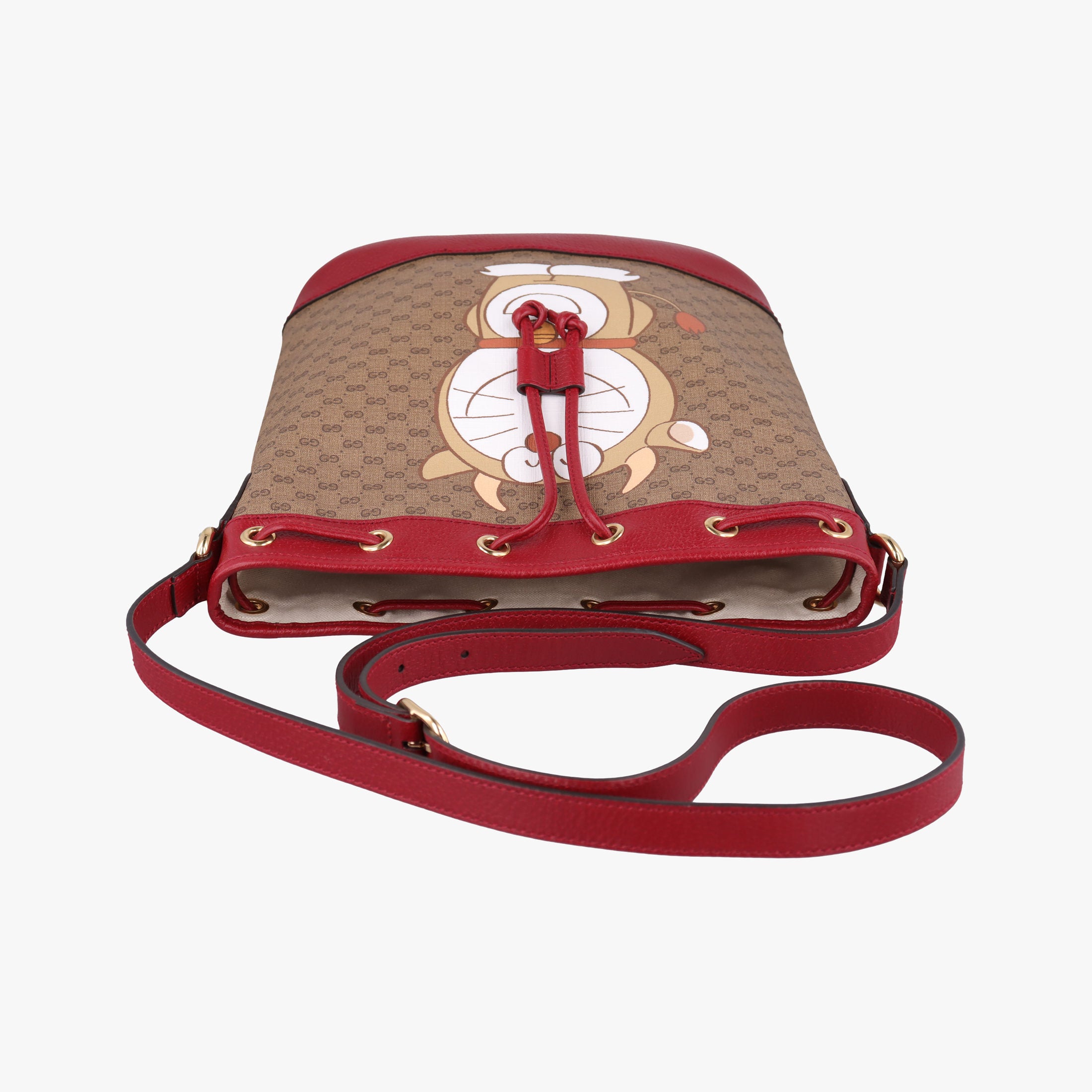 Pre-owned Gucci Doraemon collaboration Brown x red PVC coated canvas×Leather 655597 shoulderbag | stylenewstar
