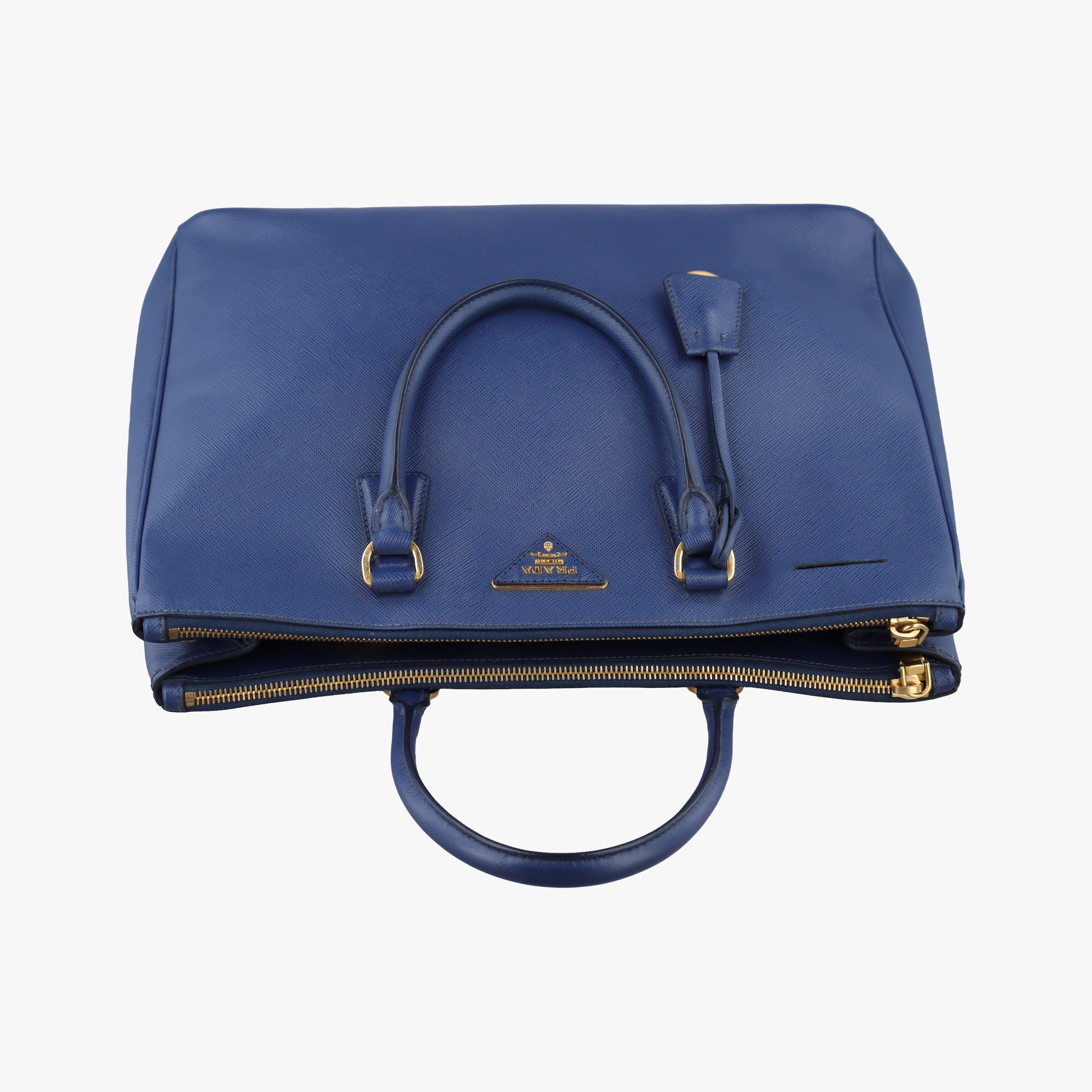 Pre-owned Prada Galleria Blue SAFFIANO Leather BN2274 handbag | stylenewstar