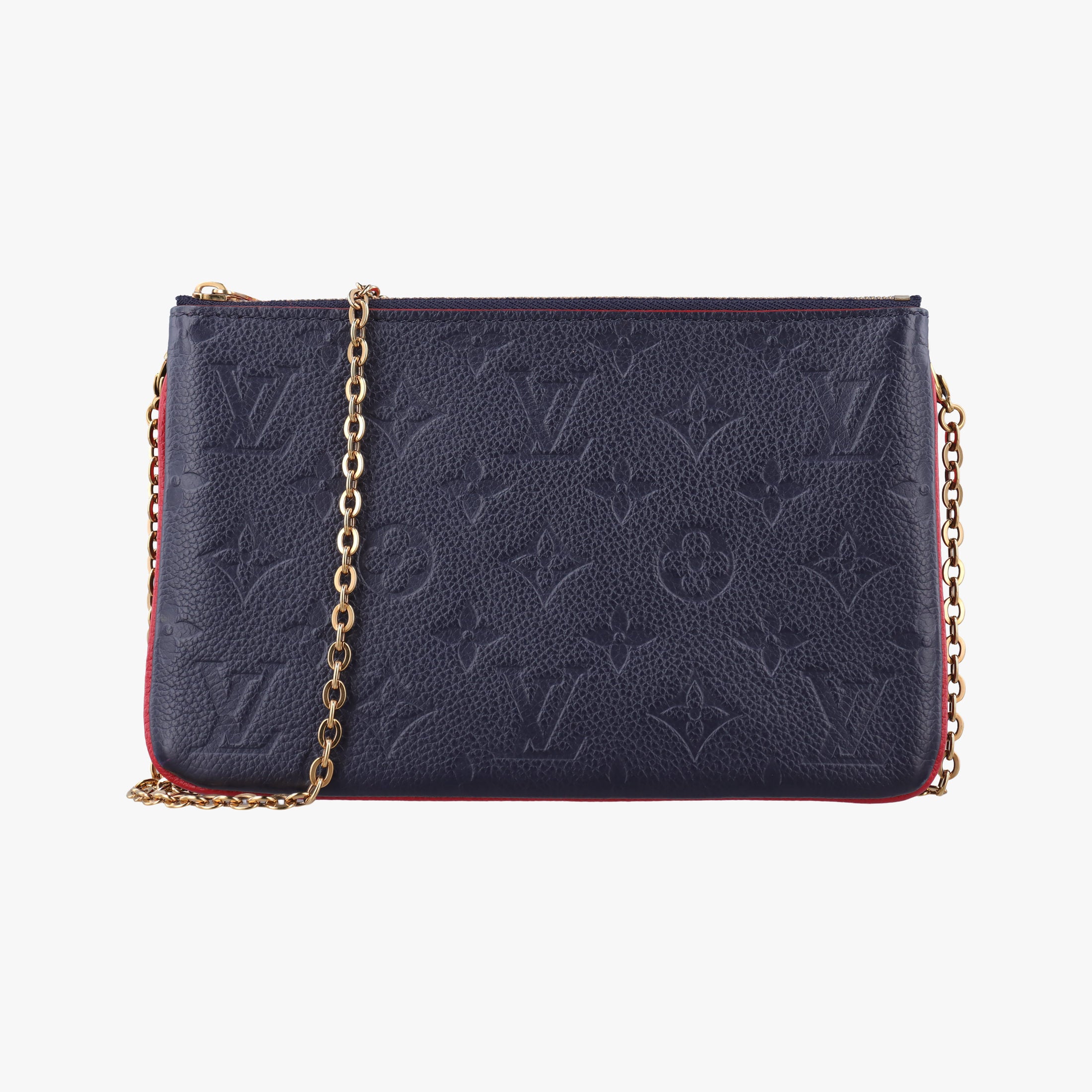 Pre-owned Louis Vuitton Pochette Double Zip Chain Marine Rouge×Navy Monogram Empreinte M63916 shoulderbag | stylenewstar