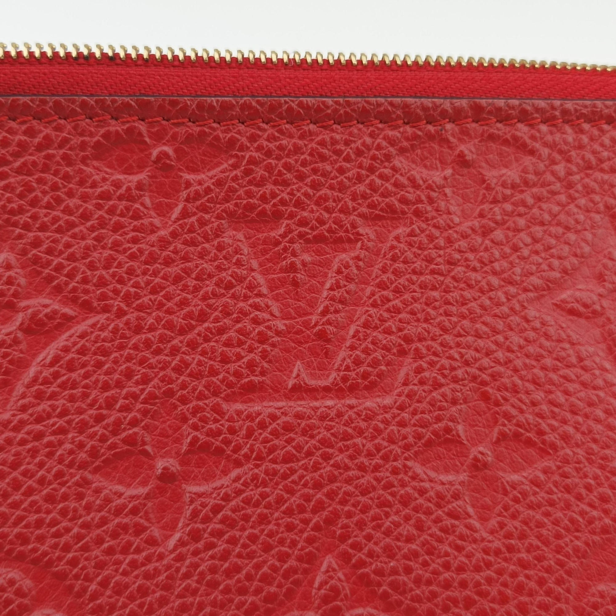 Pre-owned Louis Vuitton Pochette Double Zip Chain Marine Rouge×Navy Monogram Empreinte M63916 shoulderbag | stylenewstar