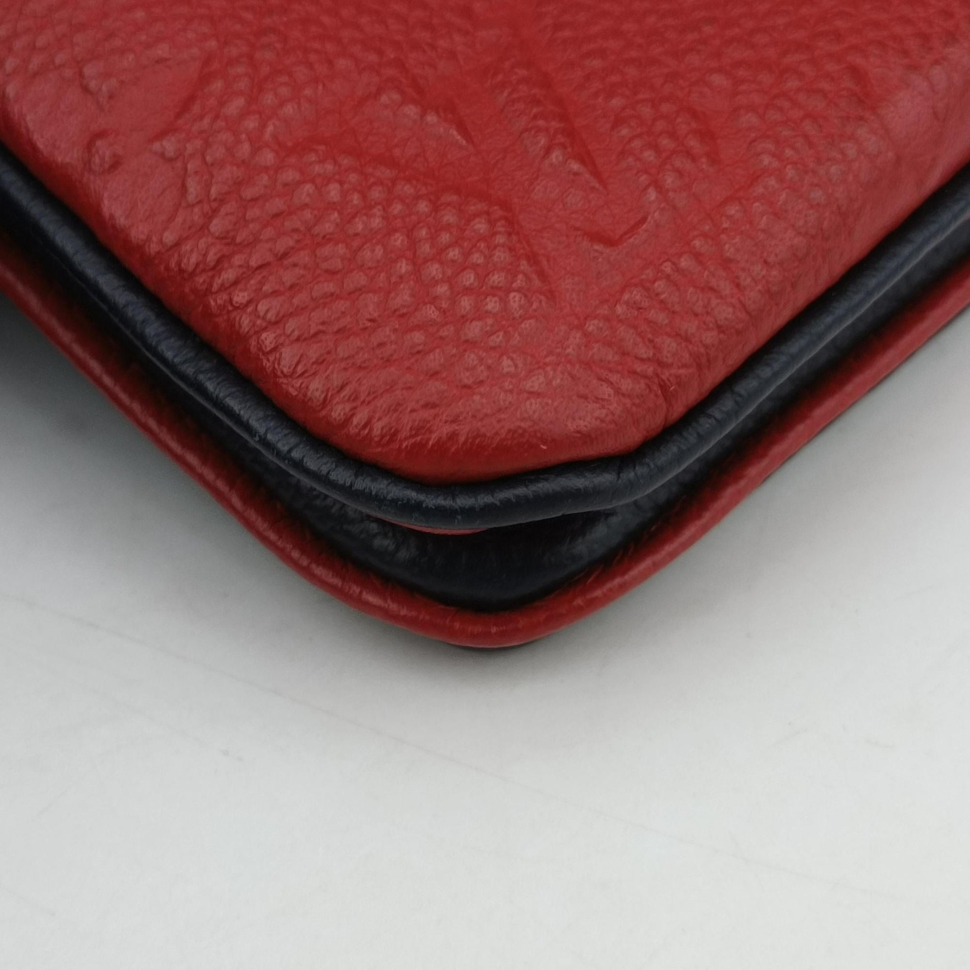 Pre-owned Louis Vuitton Pochette Double Zip Chain Marine Rouge×Navy Monogram Empreinte M63916 shoulderbag | stylenewstar