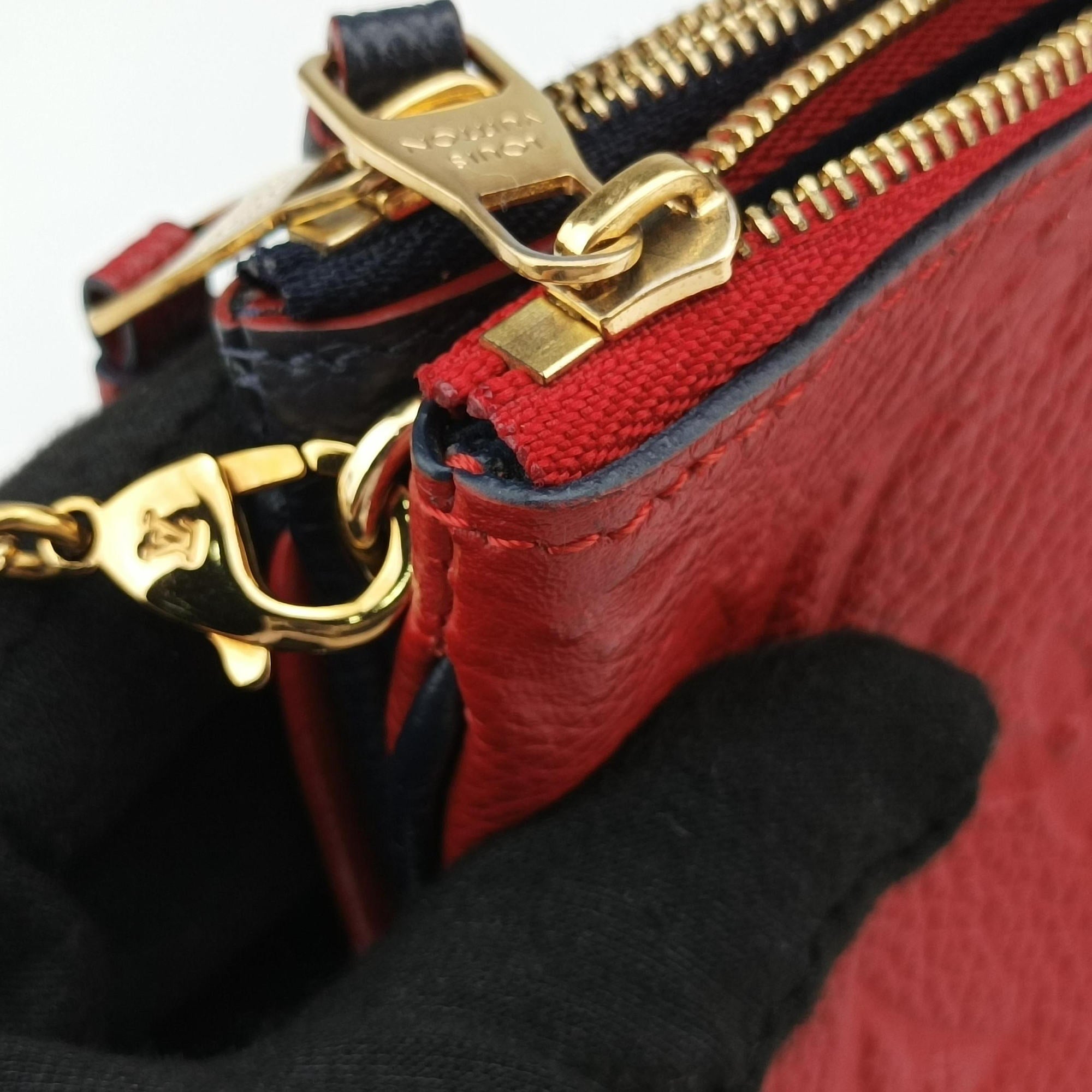 Pre-owned Louis Vuitton Pochette Double Zip Chain Marine Rouge×Navy Monogram Empreinte M63916 shoulderbag | stylenewstar