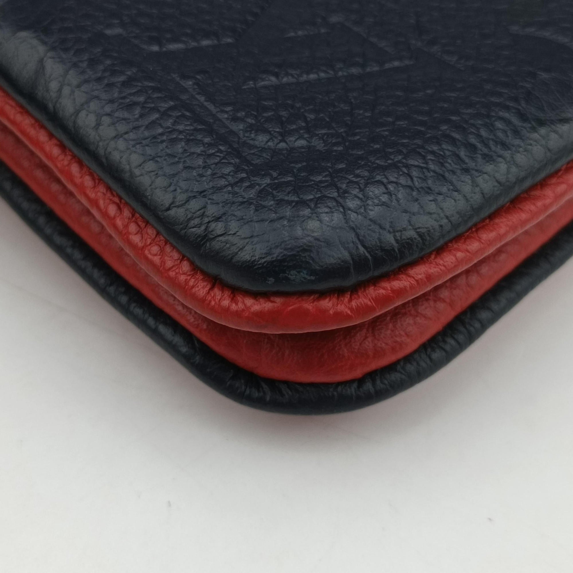 Pre-owned Louis Vuitton Pochette Double Zip Chain Marine Rouge×Navy Monogram Empreinte M63916 shoulderbag | stylenewstar