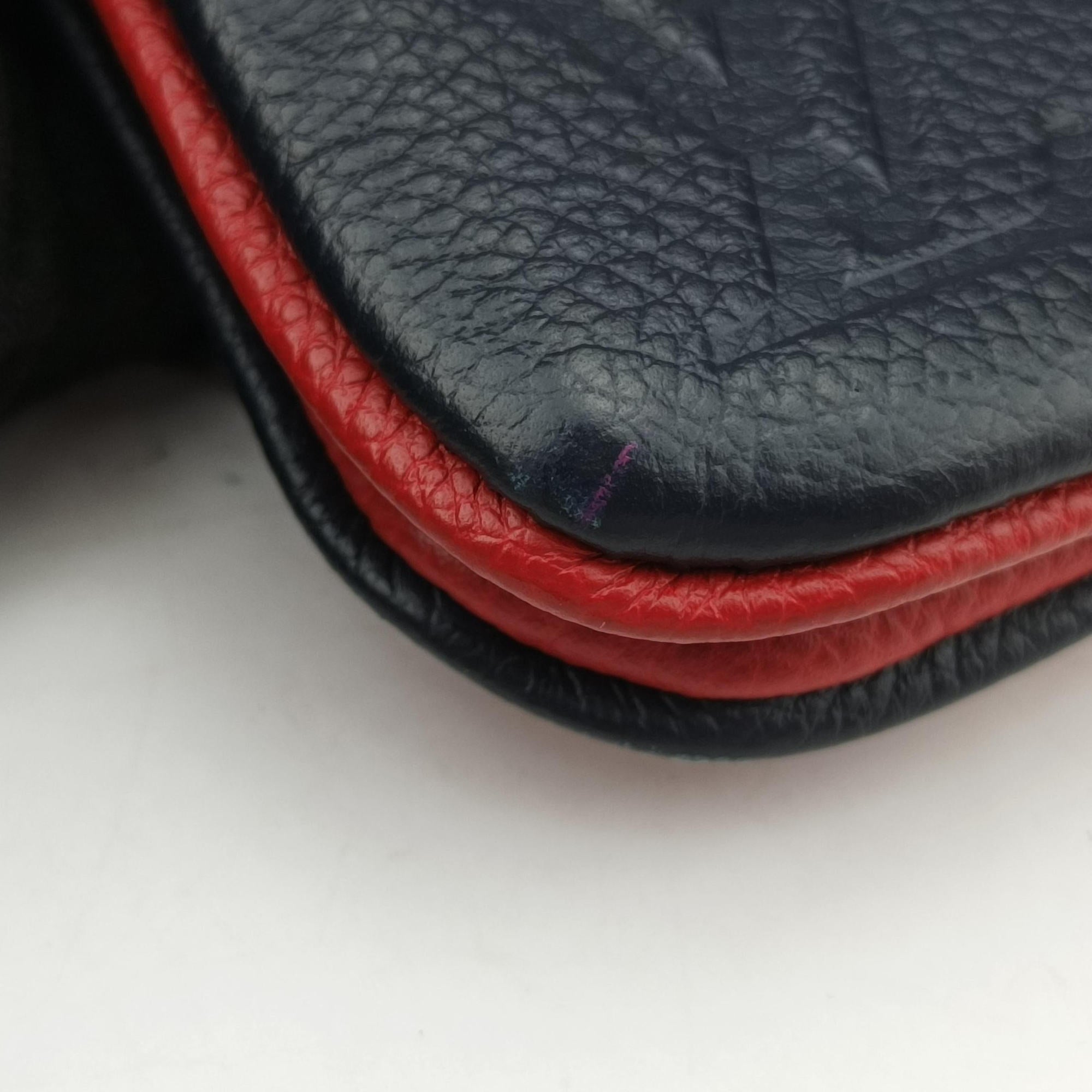 Pre-owned Louis Vuitton Pochette Double Zip Chain Marine Rouge×Navy Monogram Empreinte M63916 shoulderbag | stylenewstar