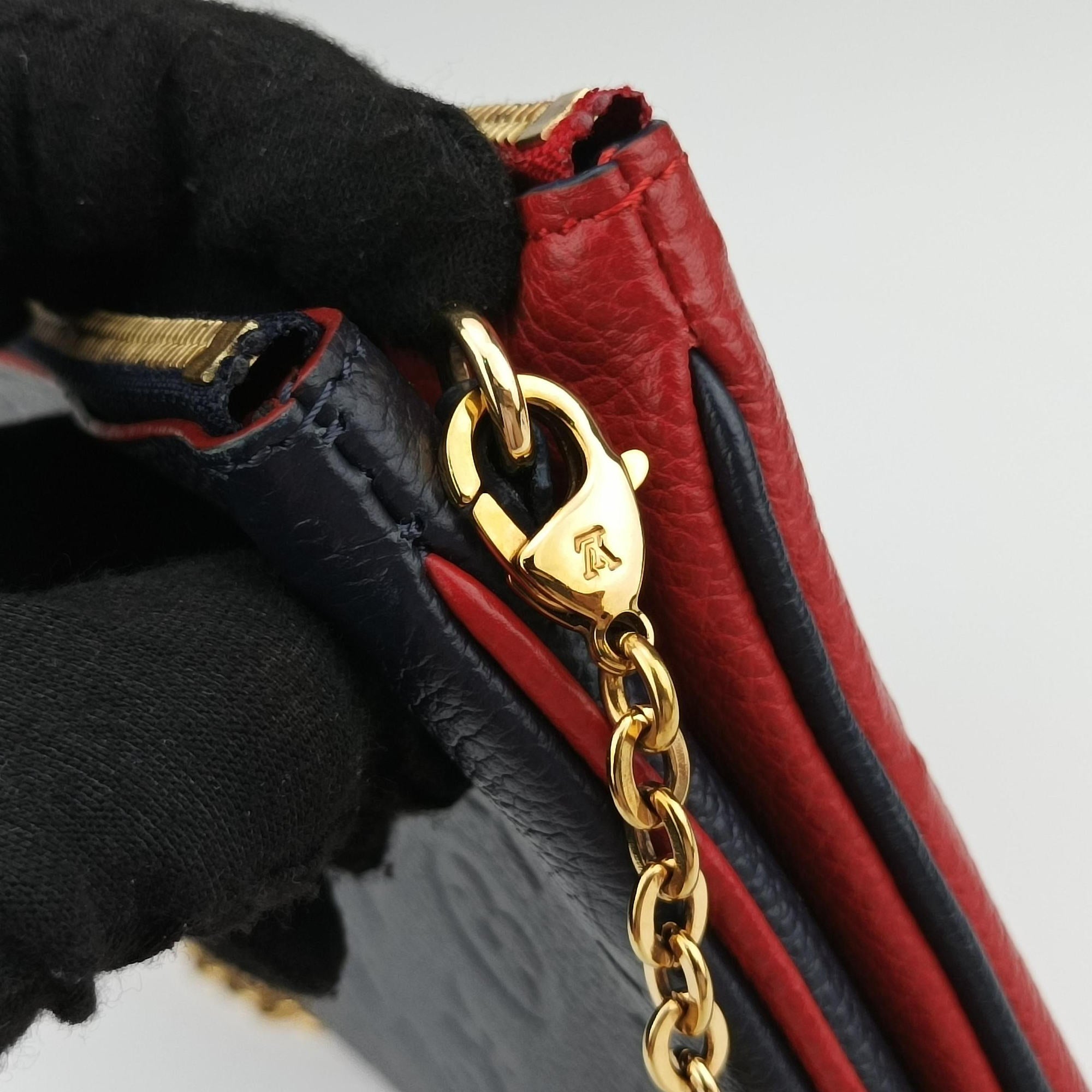 Pre-owned Louis Vuitton Pochette Double Zip Chain Marine Rouge×Navy Monogram Empreinte M63916 shoulderbag | stylenewstar