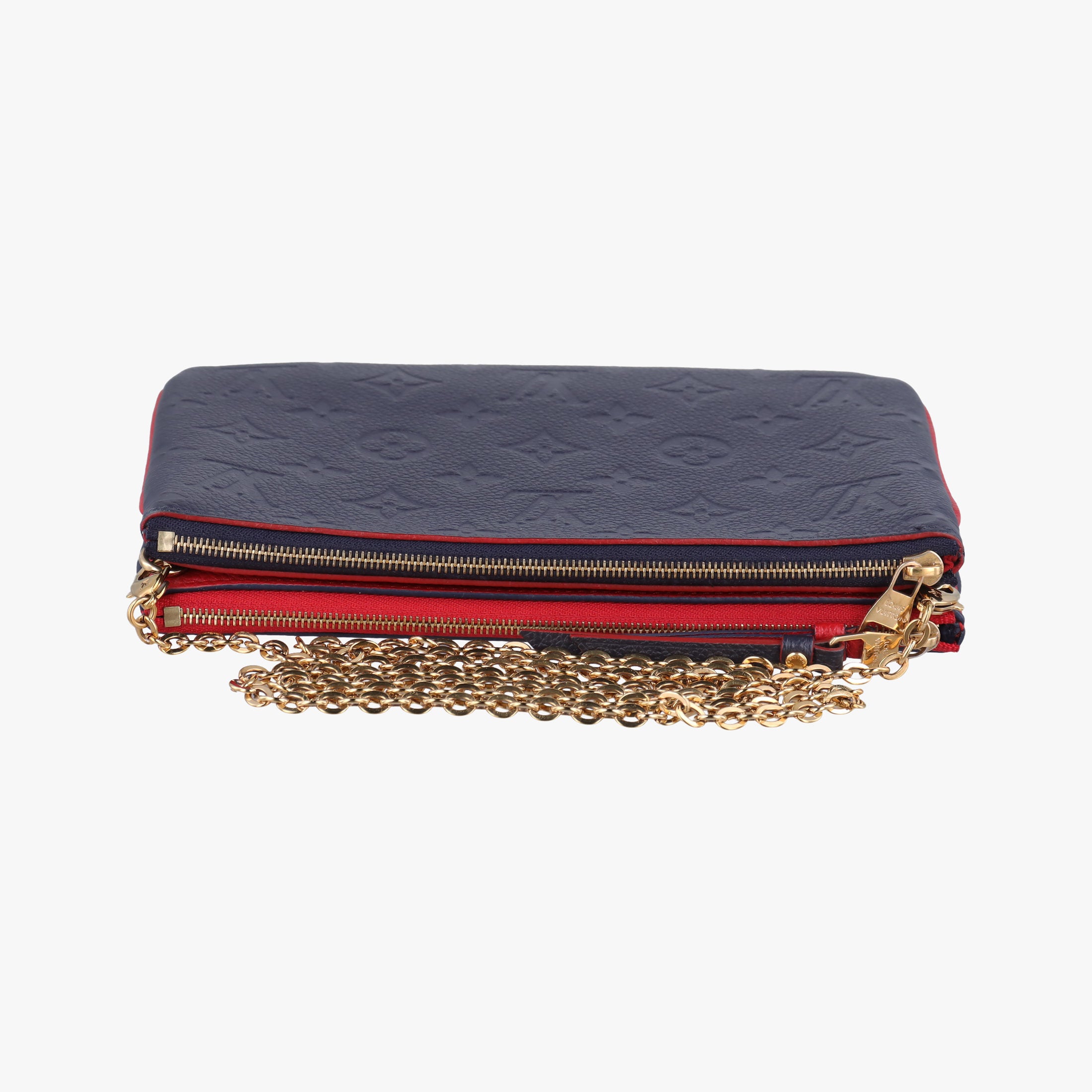 Pre-owned Louis Vuitton Pochette Double Zip Chain Marine Rouge×Navy Monogram Empreinte M63916 shoulderbag | stylenewstar
