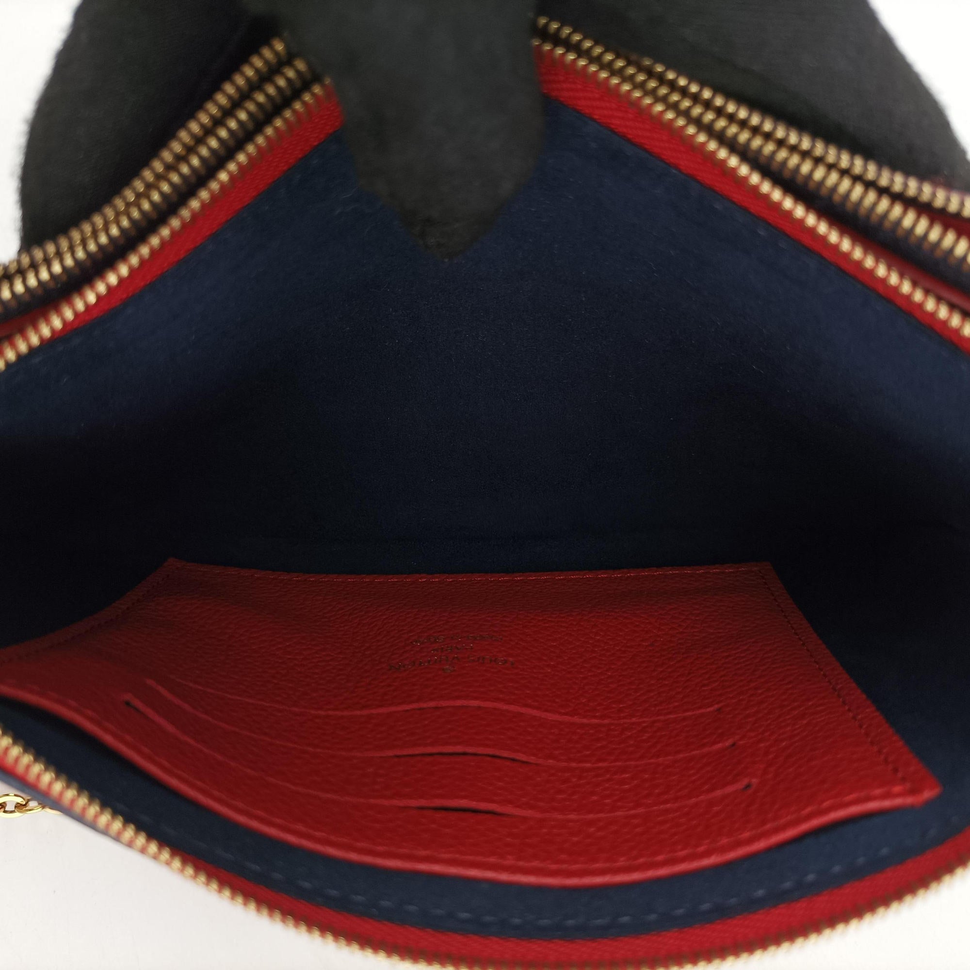 Pre-owned Louis Vuitton Pochette Double Zip Chain Marine Rouge×Navy Monogram Empreinte M63916 shoulderbag | stylenewstar