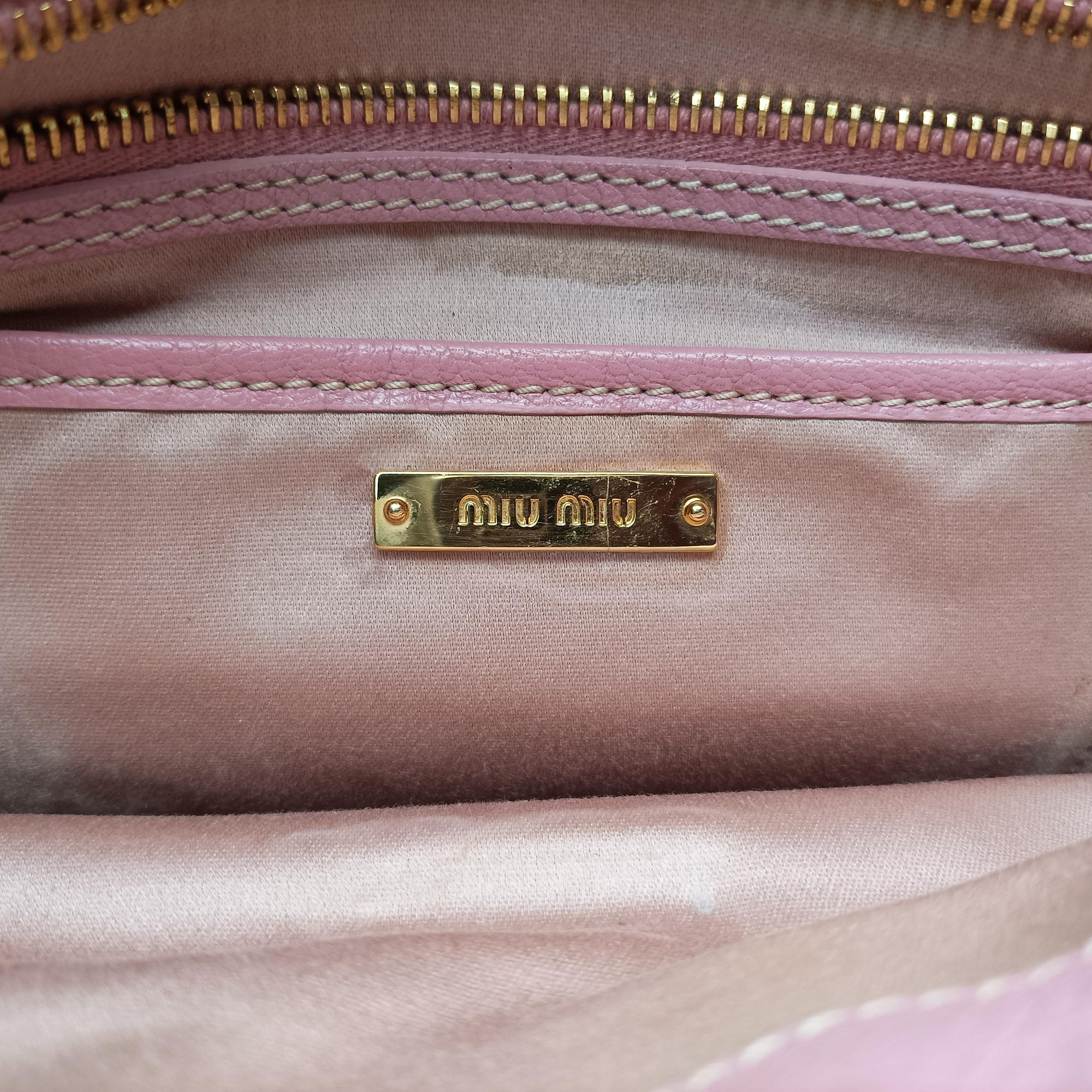 Pre-owned Miu Miu lock Fuoco Sound Top Handle Pink SAFFIANO Leather BT0963 shoulderbag | stylenewstar