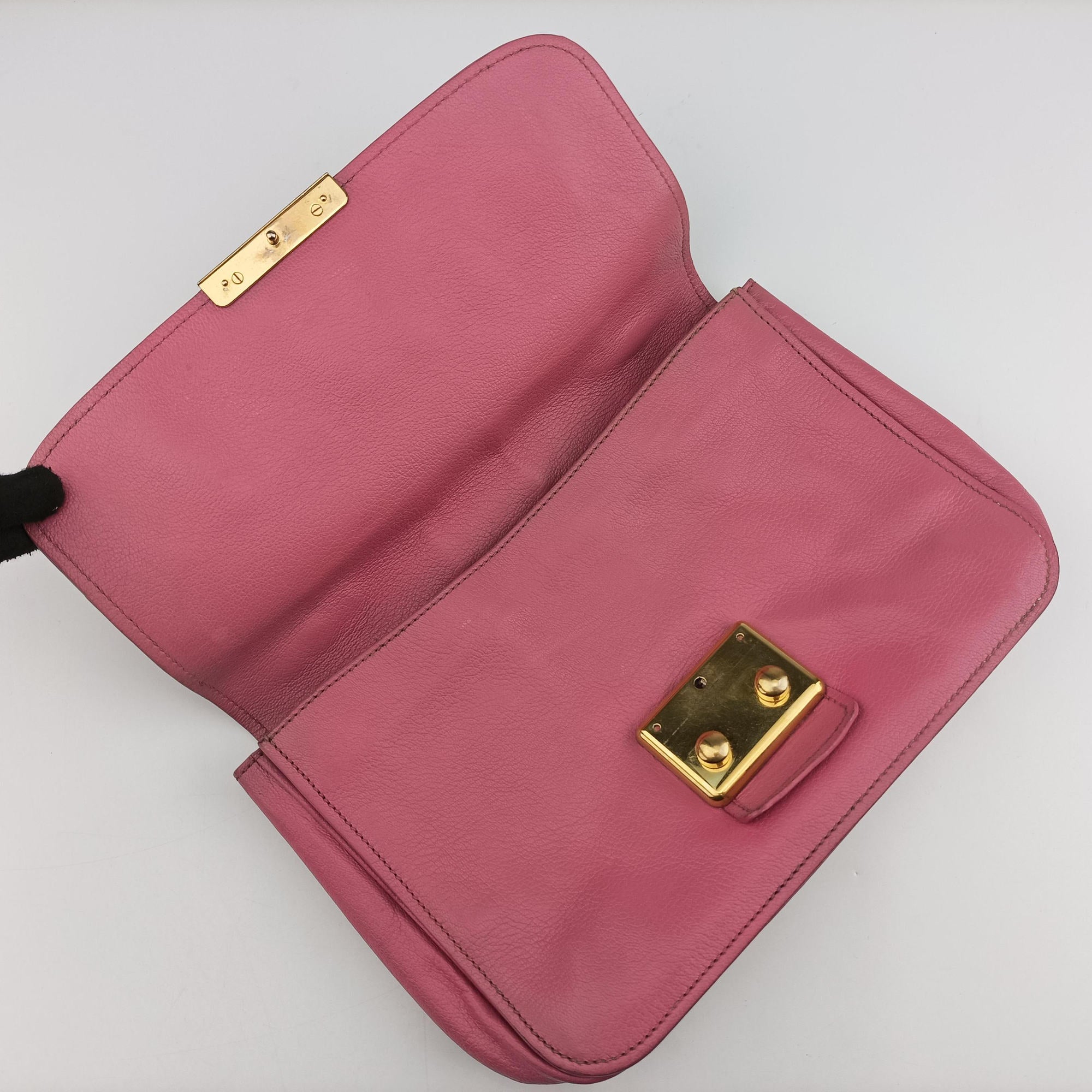 Pre-owned Miu Miu lock Fuoco Sound Top Handle Pink SAFFIANO Leather BT0963 shoulderbag | stylenewstar