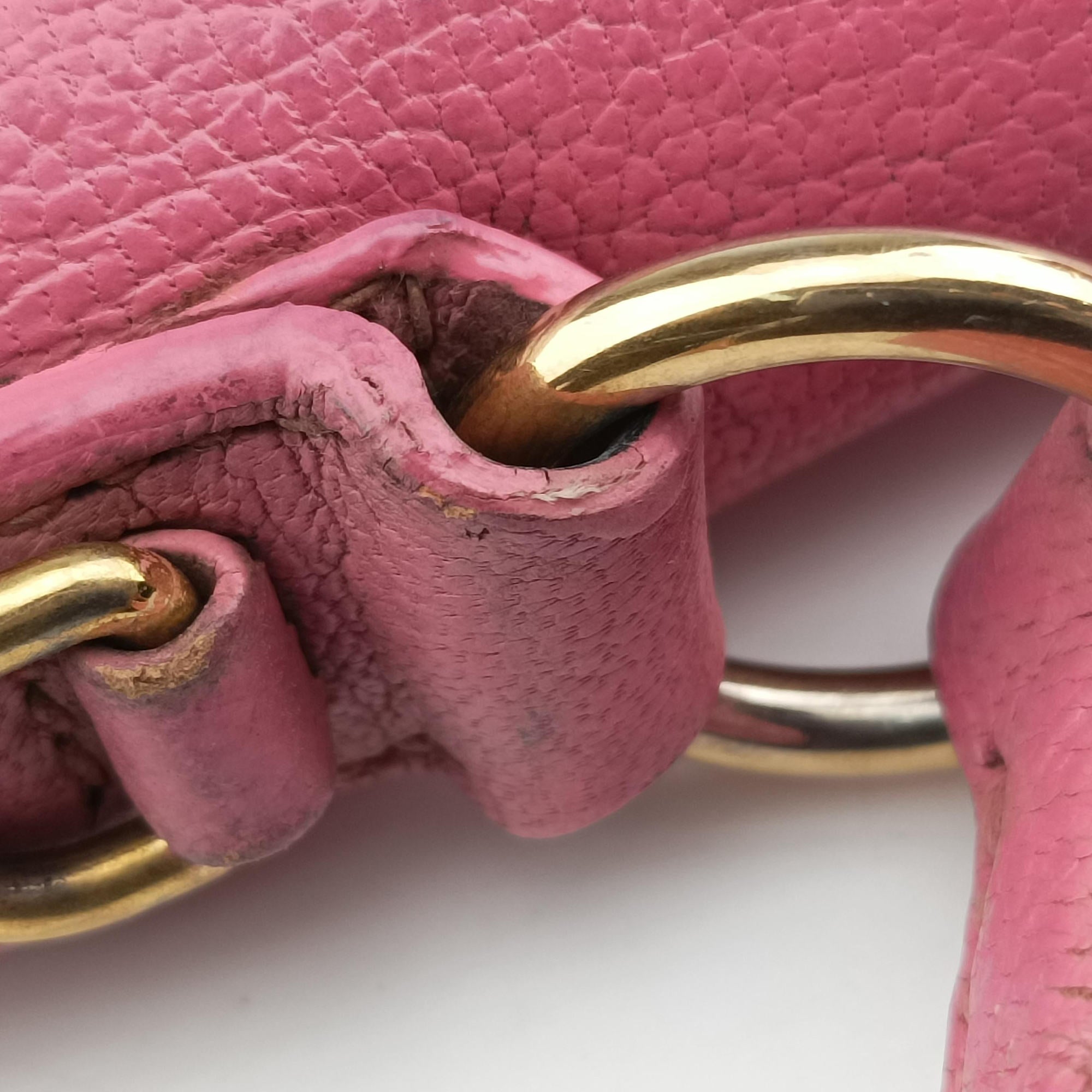 Pre-owned Miu Miu lock Fuoco Sound Top Handle Pink SAFFIANO Leather BT0963 shoulderbag | stylenewstar