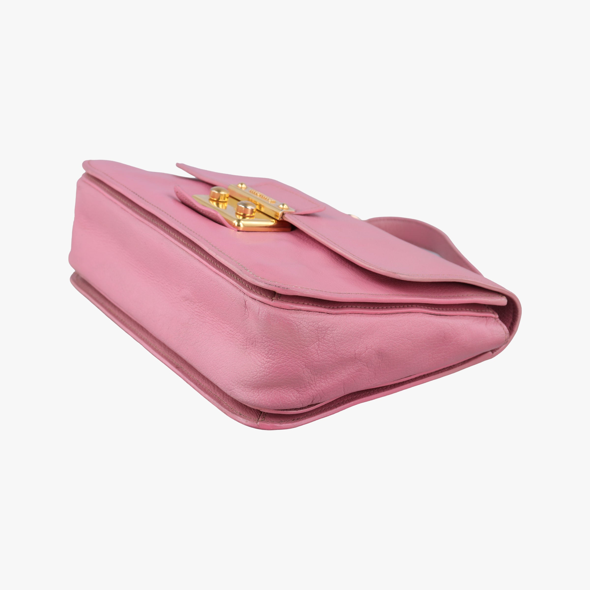 Pre-owned Miu Miu lock Fuoco Sound Top Handle Pink SAFFIANO Leather BT0963 shoulderbag | stylenewstar