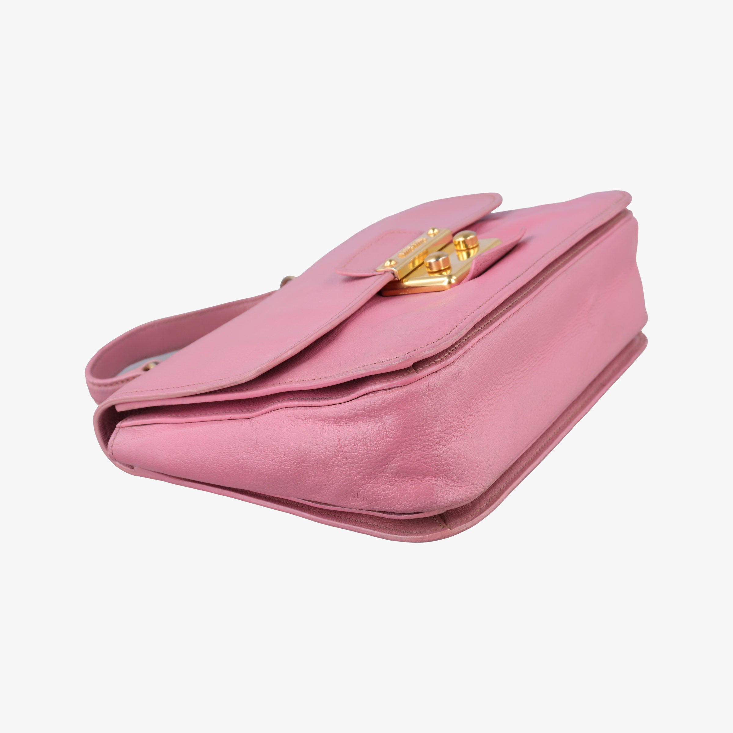 Pre-owned Miu Miu lock Fuoco Sound Top Handle Pink SAFFIANO Leather BT0963 shoulderbag | stylenewstar