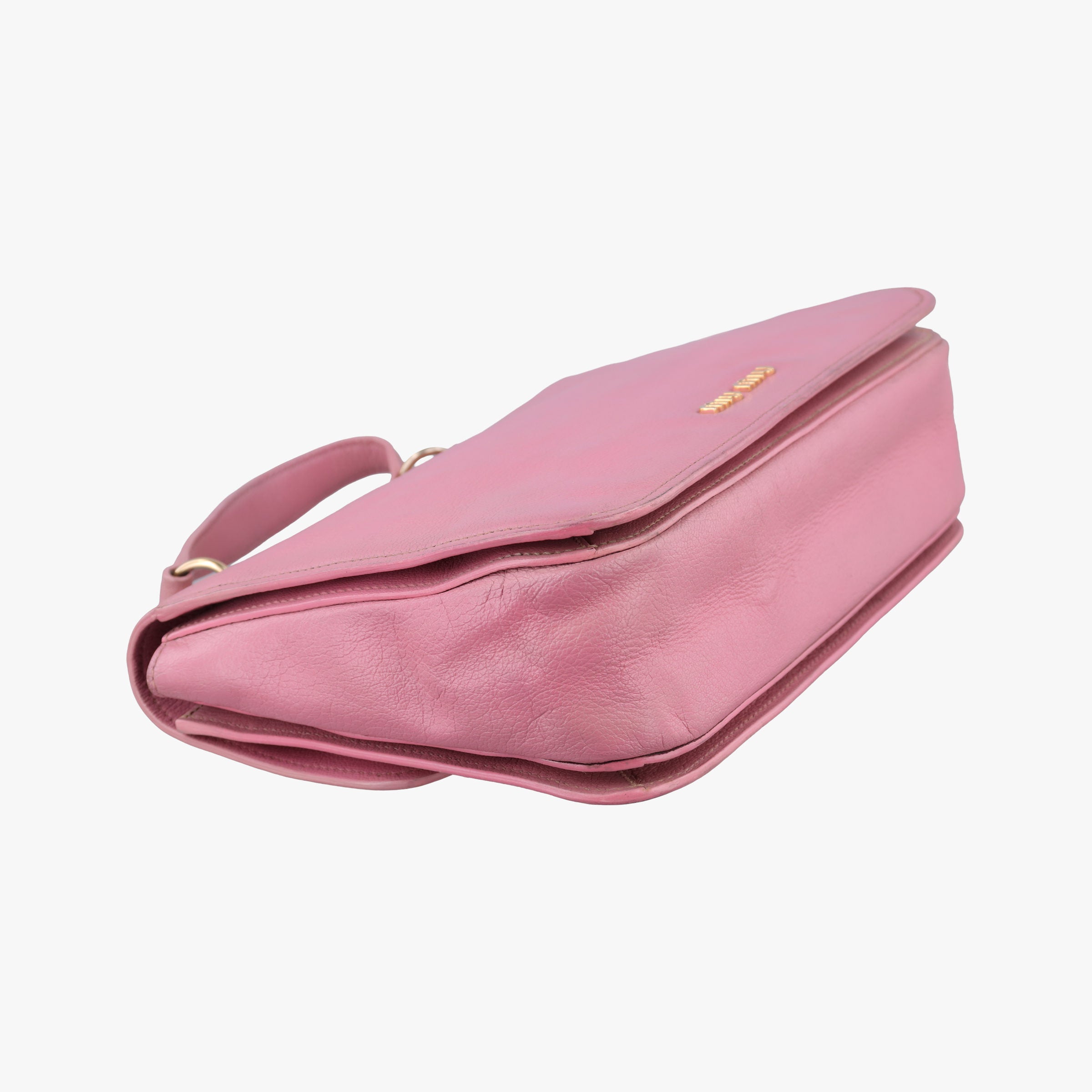 Pre-owned Miu Miu lock Fuoco Sound Top Handle Pink SAFFIANO Leather BT0963 shoulderbag | stylenewstar