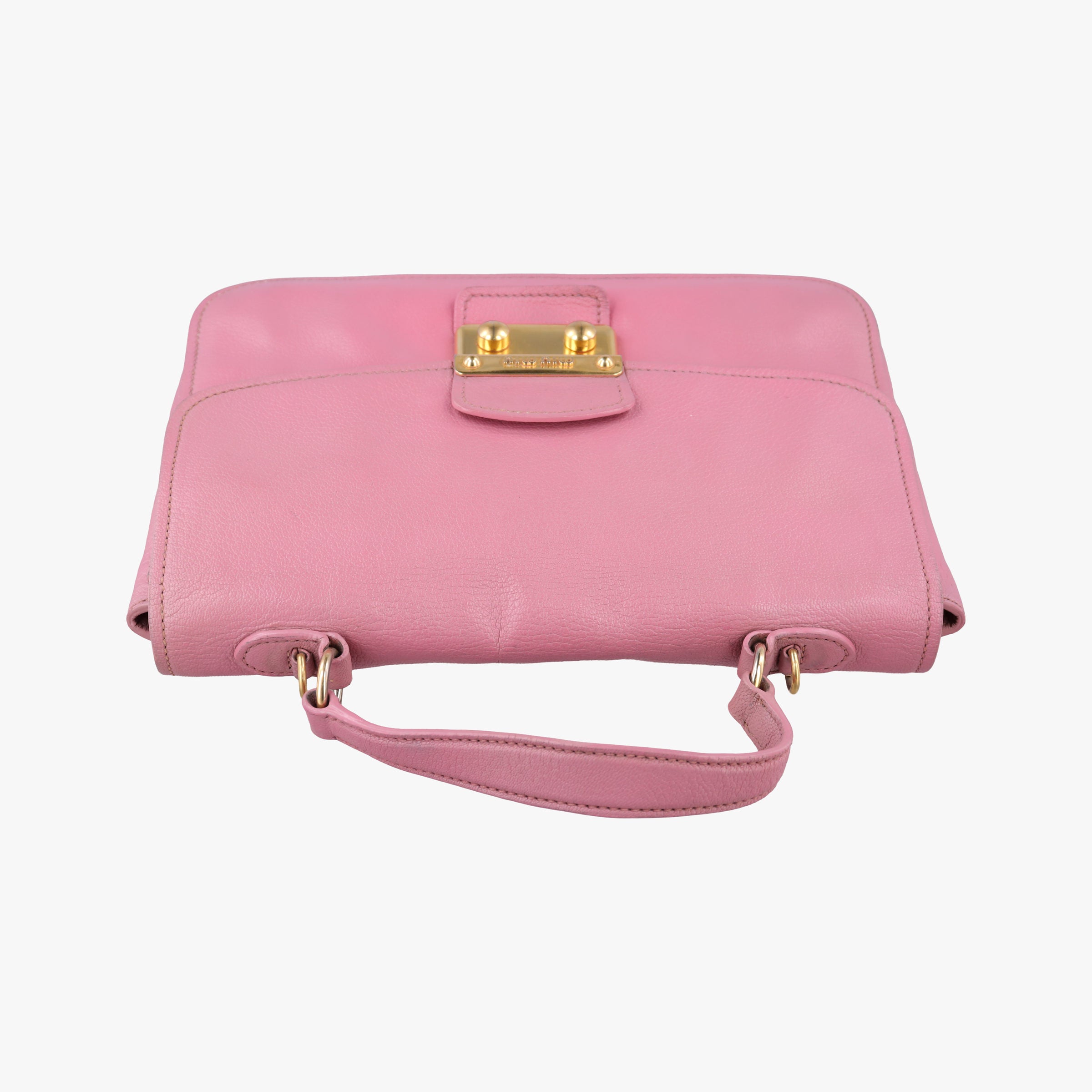 Pre-owned Miu Miu lock Fuoco Sound Top Handle Pink SAFFIANO Leather BT0963 shoulderbag | stylenewstar