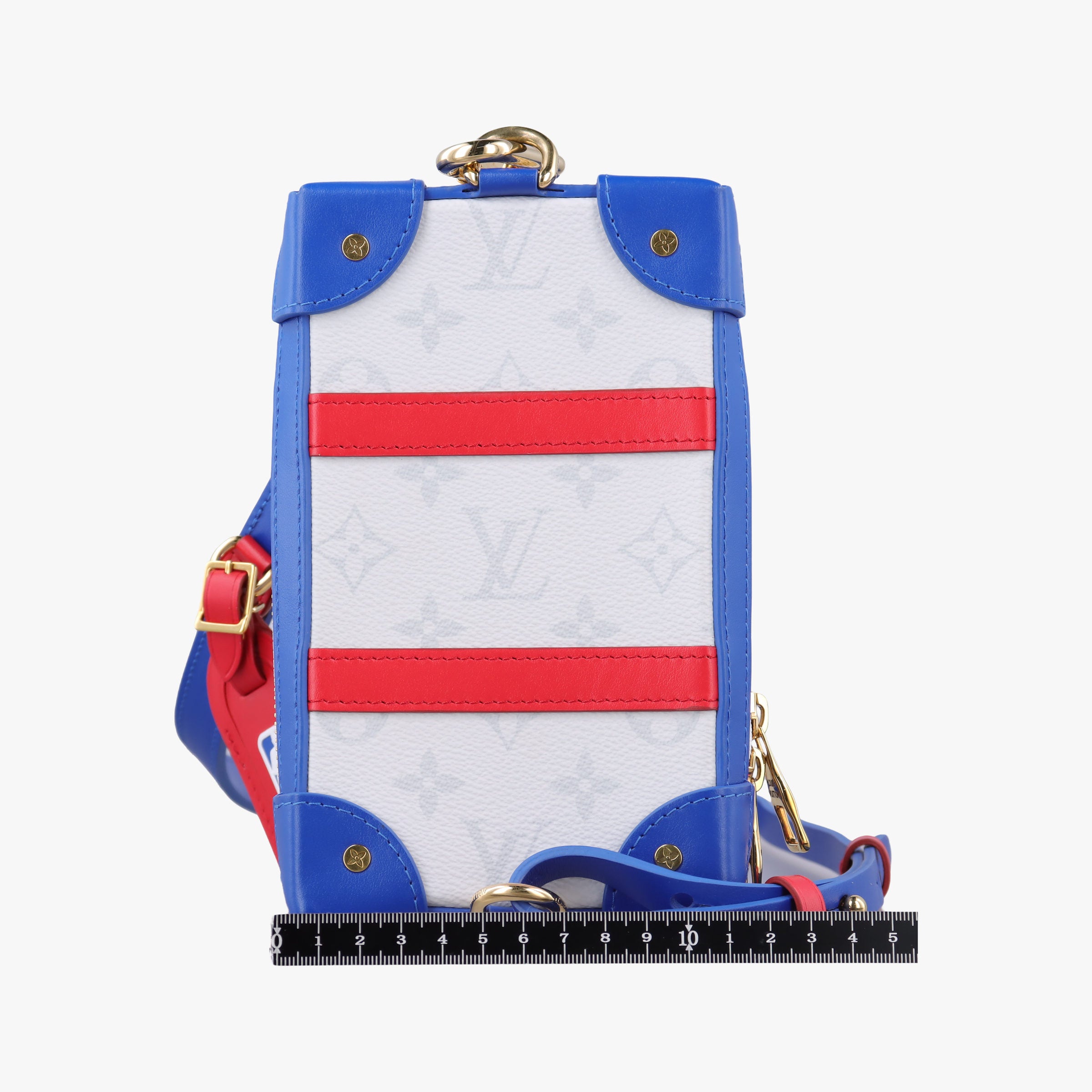 Pre-owned Louis Vuitton LV x NBA SOFT TRANK PHONE BOX Antarctica×Red×White Monogram Canvas×calf leather M80101 shoulderbag | stylenewstar