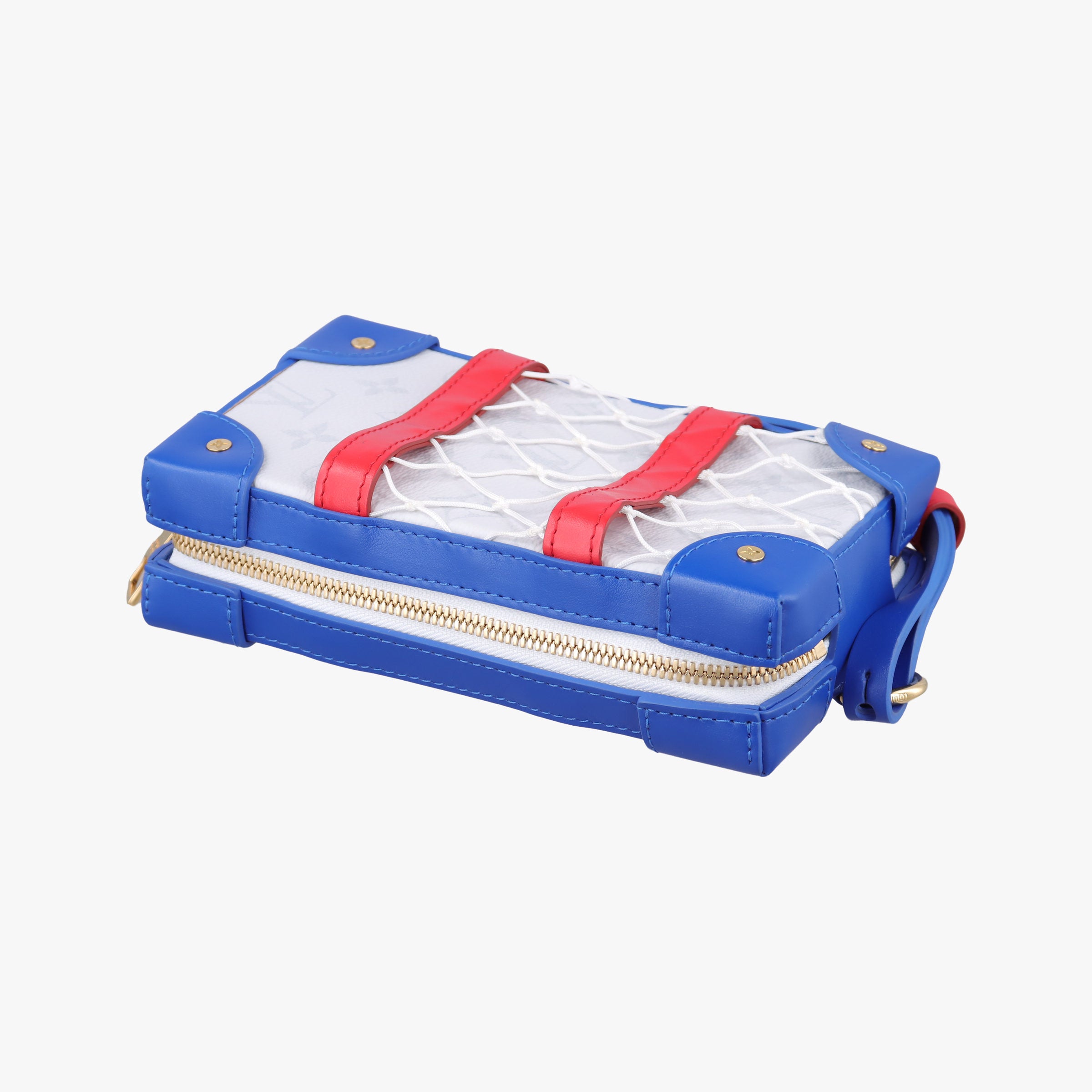 Pre-owned Louis Vuitton LV x NBA SOFT TRANK PHONE BOX Antarctica×Red×White Monogram Canvas×calf leather M80101 shoulderbag | stylenewstar