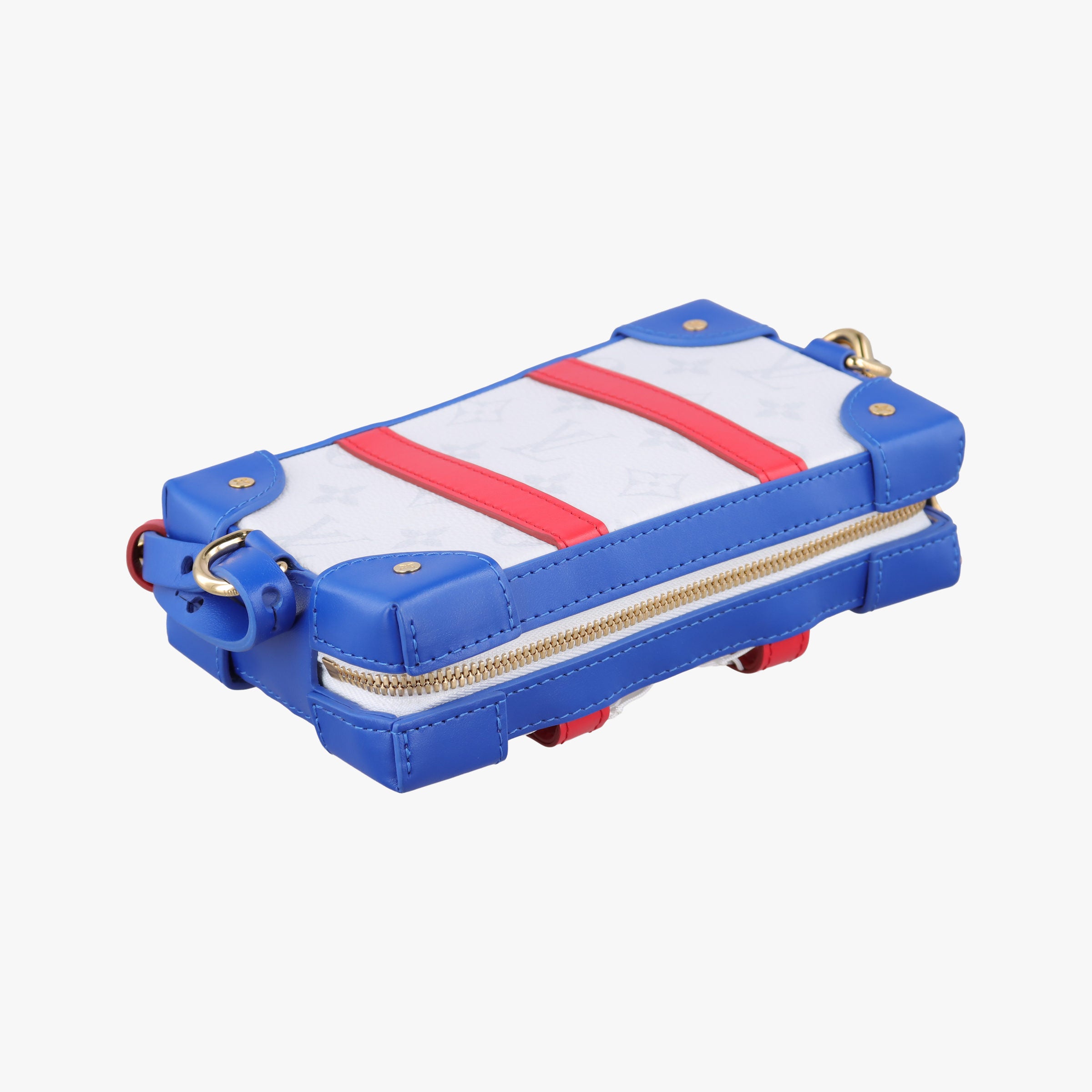 Pre-owned Louis Vuitton LV x NBA SOFT TRANK PHONE BOX Antarctica×Red×White Monogram Canvas×calf leather M80101 shoulderbag | stylenewstar