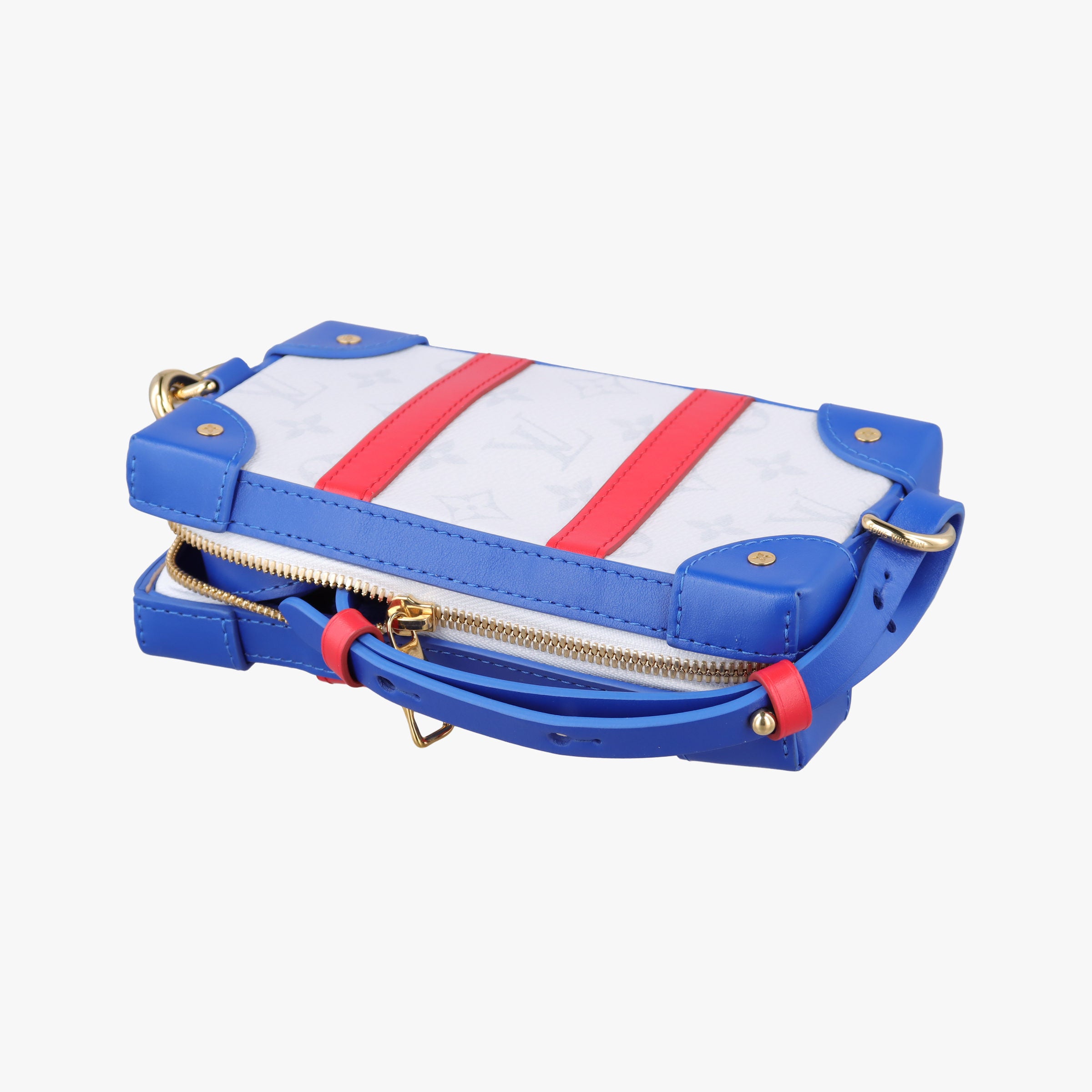 Pre-owned Louis Vuitton LV x NBA SOFT TRANK PHONE BOX Antarctica×Red×White Monogram Canvas×calf leather M80101 shoulderbag | stylenewstar