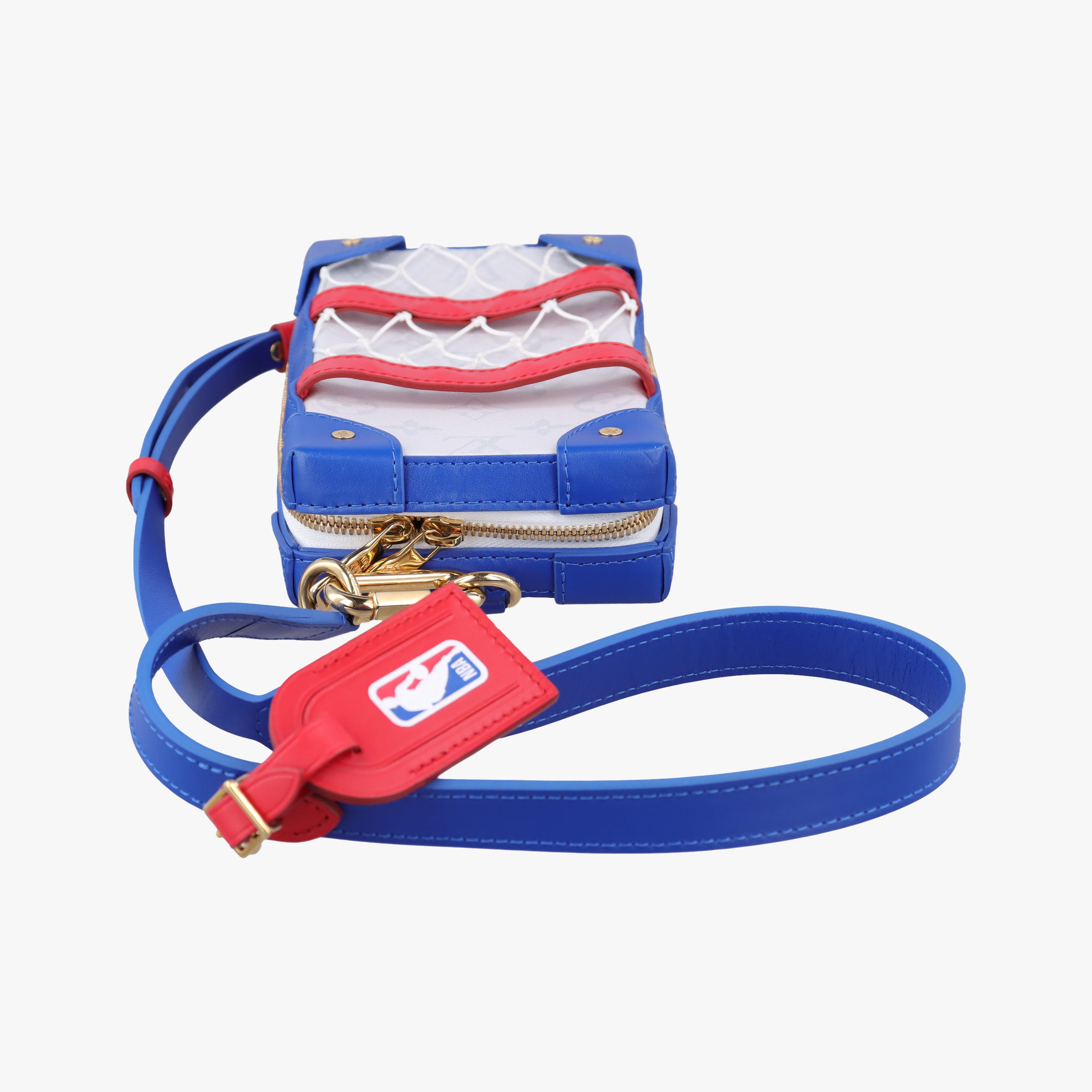 Pre-owned Louis Vuitton LV x NBA SOFT TRANK PHONE BOX Antarctica×Red×White Monogram Canvas×calf leather M80101 shoulderbag | stylenewstar