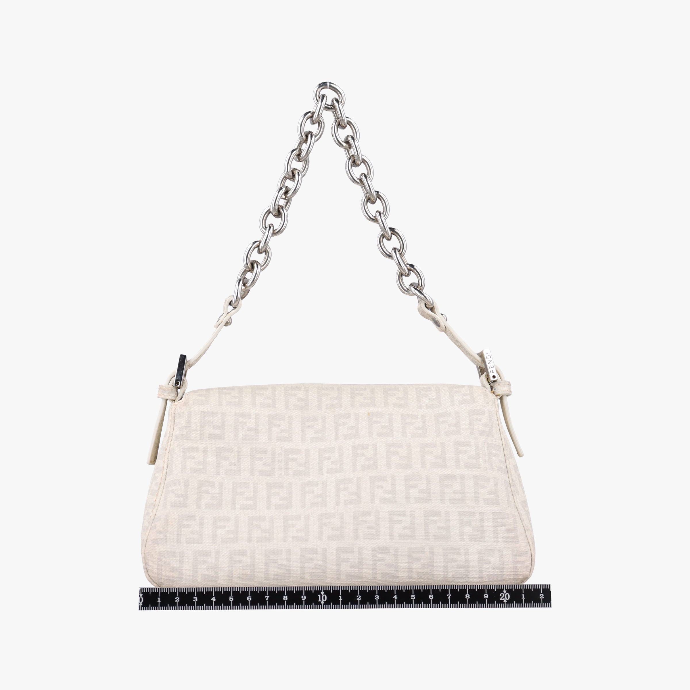 Pre-owned Fendi Baguette White PVC coated canvas 8BR180 shoulderbag | stylenewstar