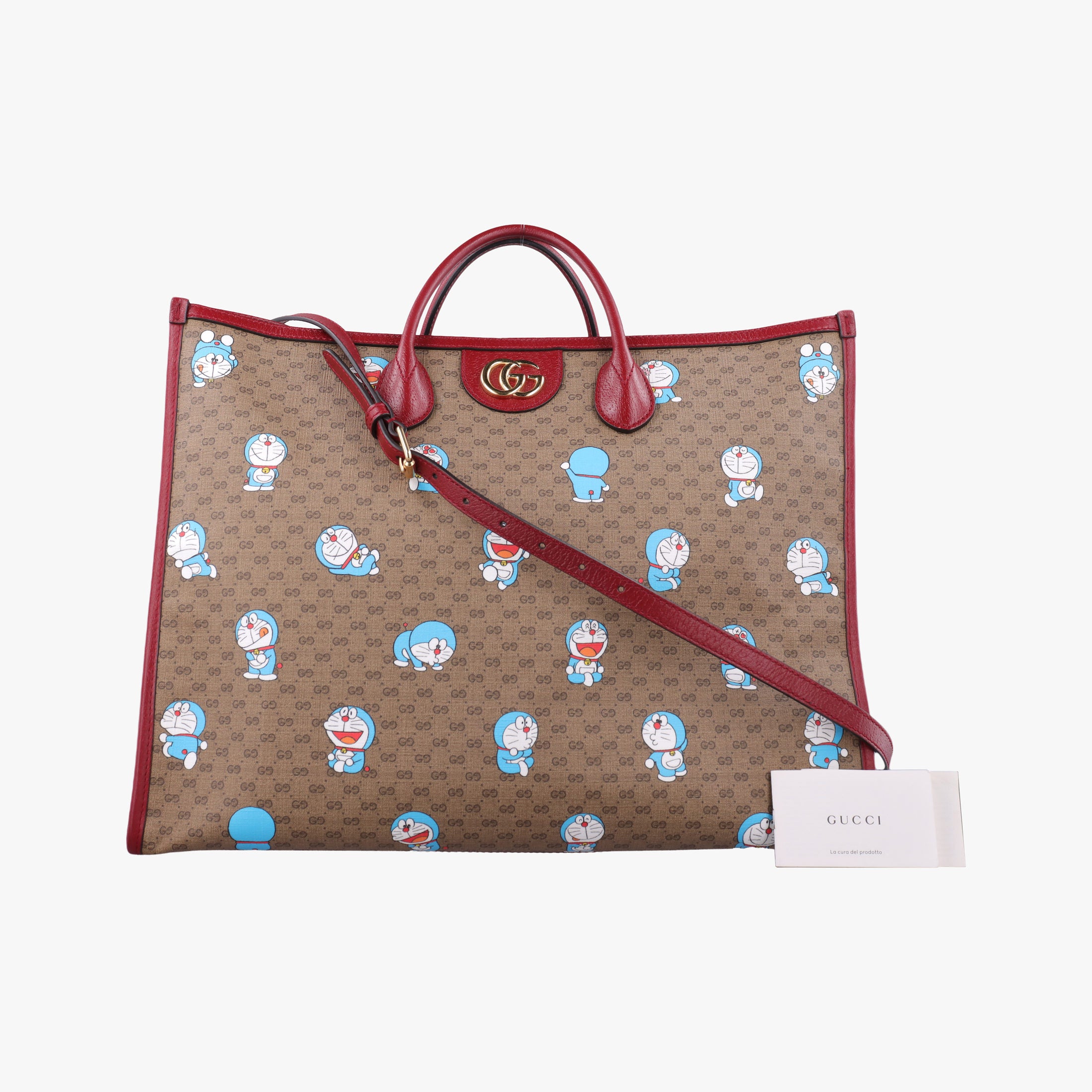 Pre-owned Gucci Fujiko-Pro Doraemon Micro GG Supreme Beige × Red × Multicolor PVC coated canvas×Leather 653952 shoulderbag | stylenewstar