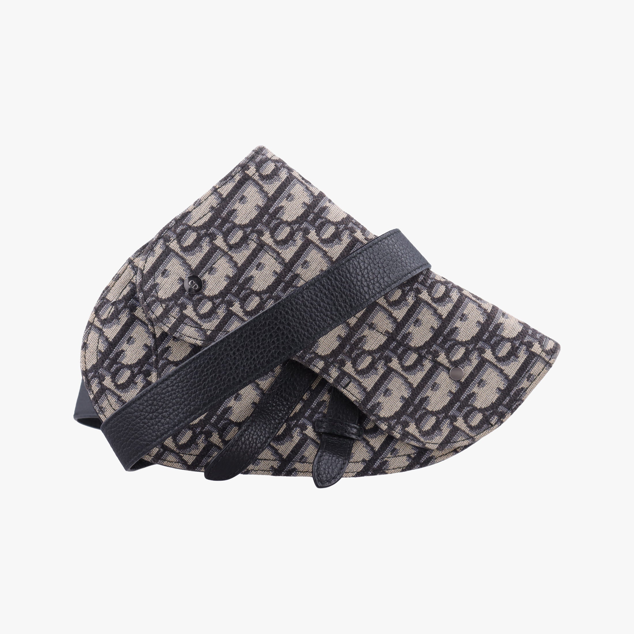Pre-owned Christian Dior Saddle Gray×Navy×Black Jacquard×Leather  bum bag/waist bag | stylenewstar