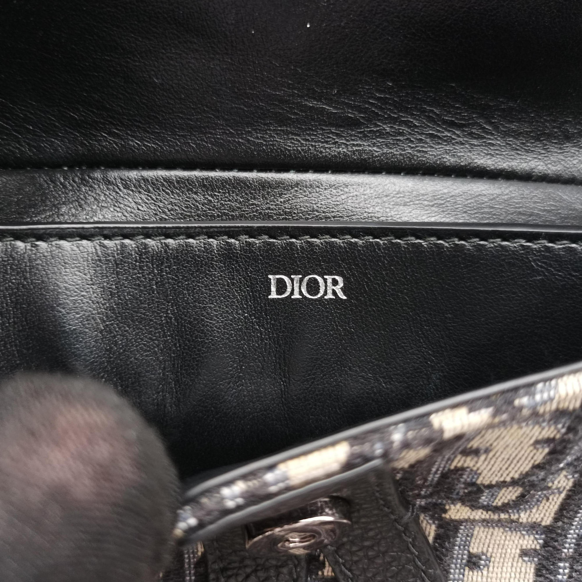 Pre-owned Christian Dior Saddle Gray×Navy×Black Jacquard×Leather  bum bag/waist bag | stylenewstar