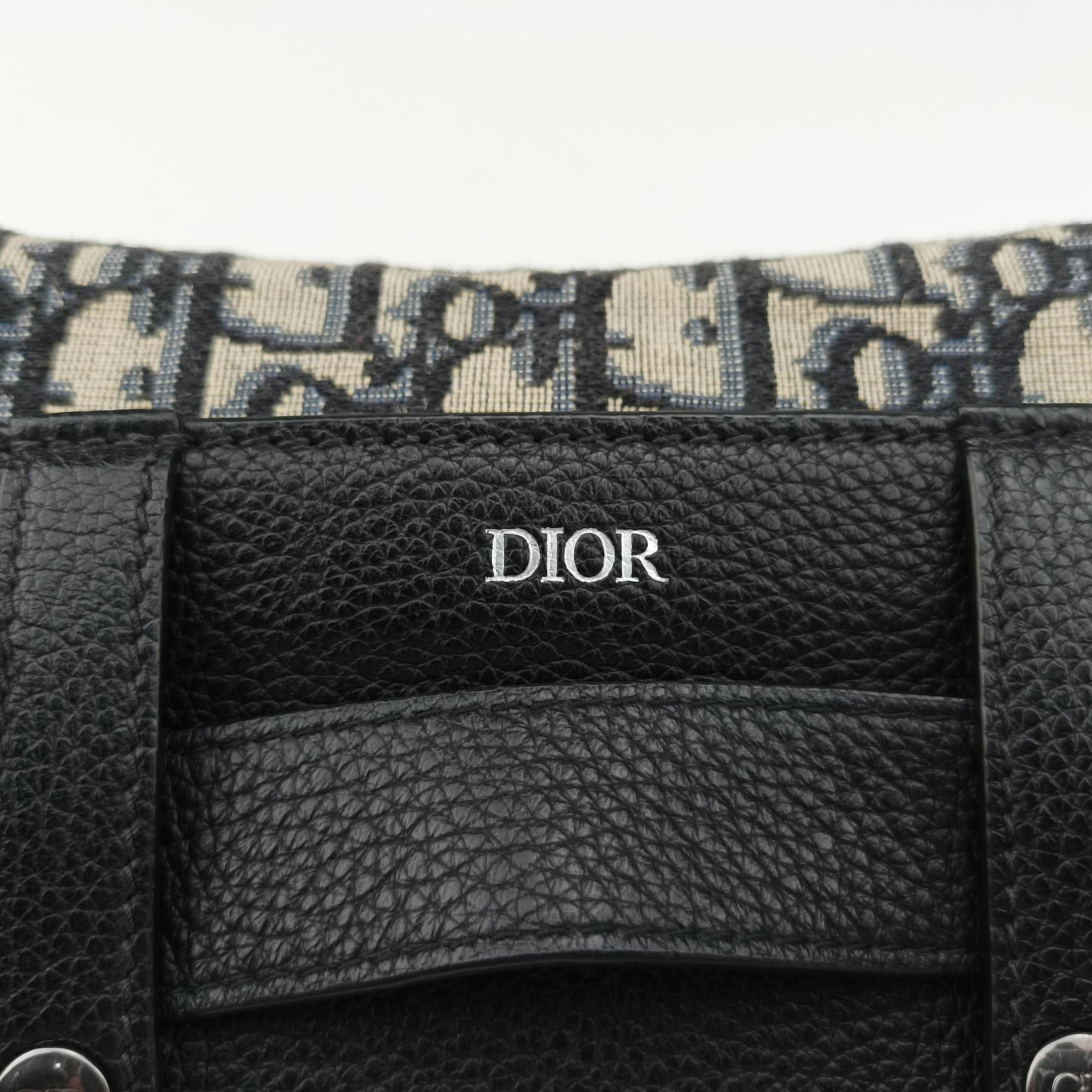 Pre-owned Christian Dior Saddle Gray×Navy×Black Jacquard×Leather  bum bag/waist bag | stylenewstar