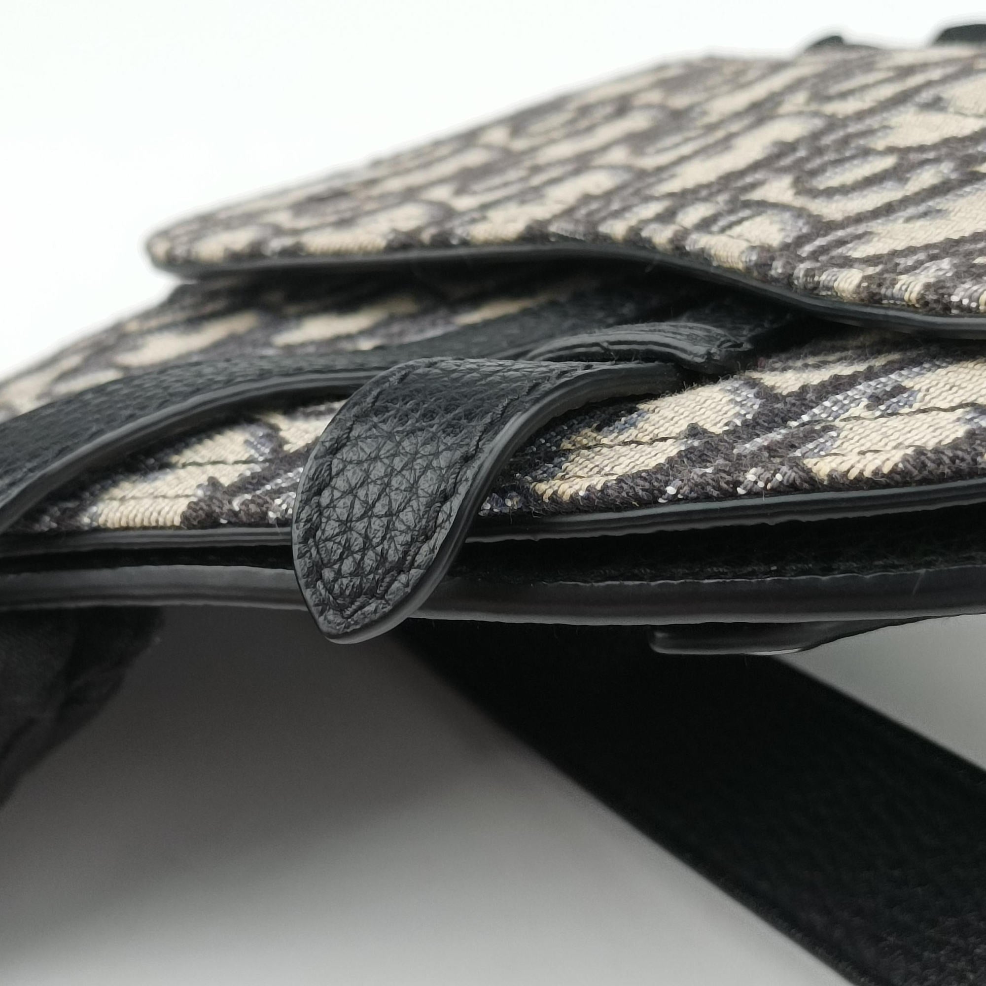 Pre-owned Christian Dior Saddle Gray×Navy×Black Jacquard×Leather  bum bag/waist bag | stylenewstar