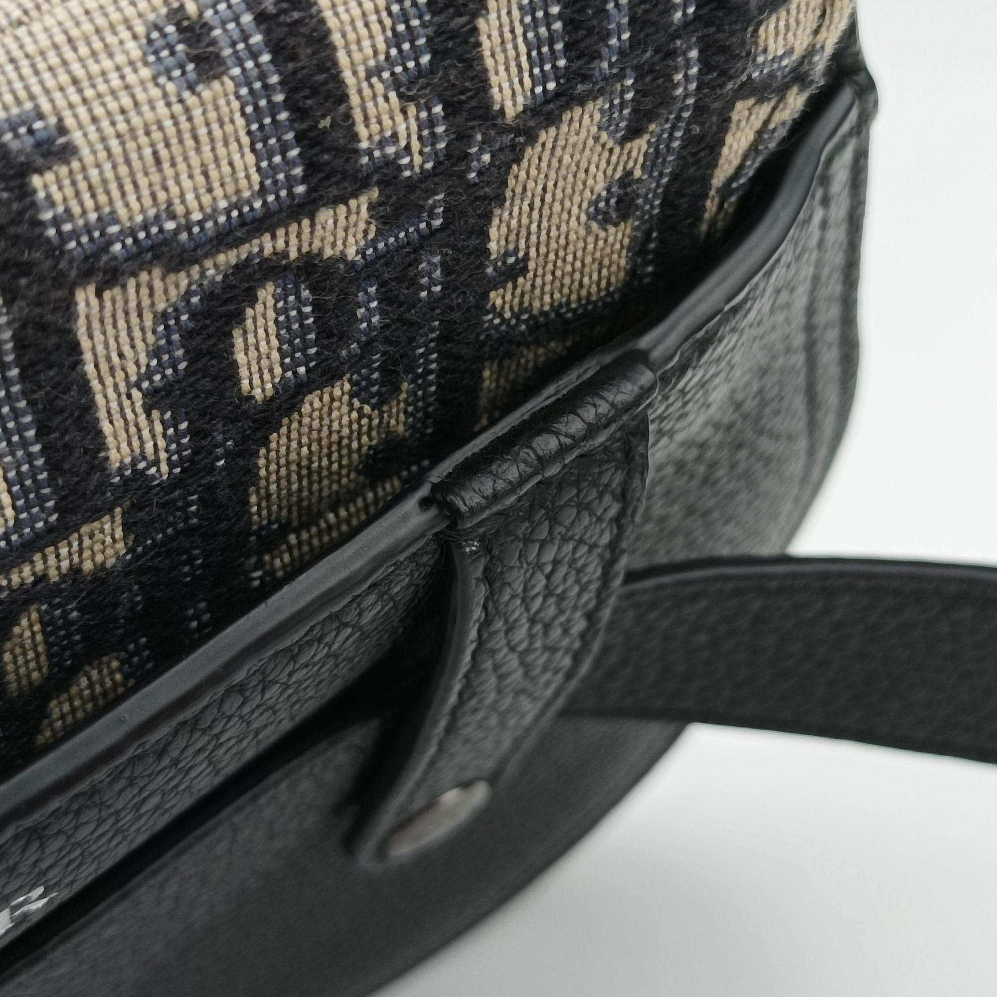 Pre-owned Christian Dior Saddle Gray×Navy×Black Jacquard×Leather  bum bag/waist bag | stylenewstar
