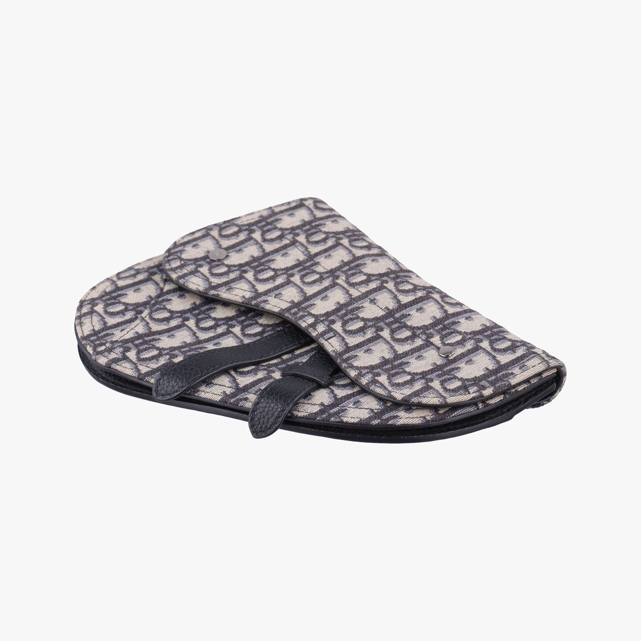 Pre-owned Christian Dior Saddle Gray×Navy×Black Jacquard×Leather  bum bag/waist bag | stylenewstar