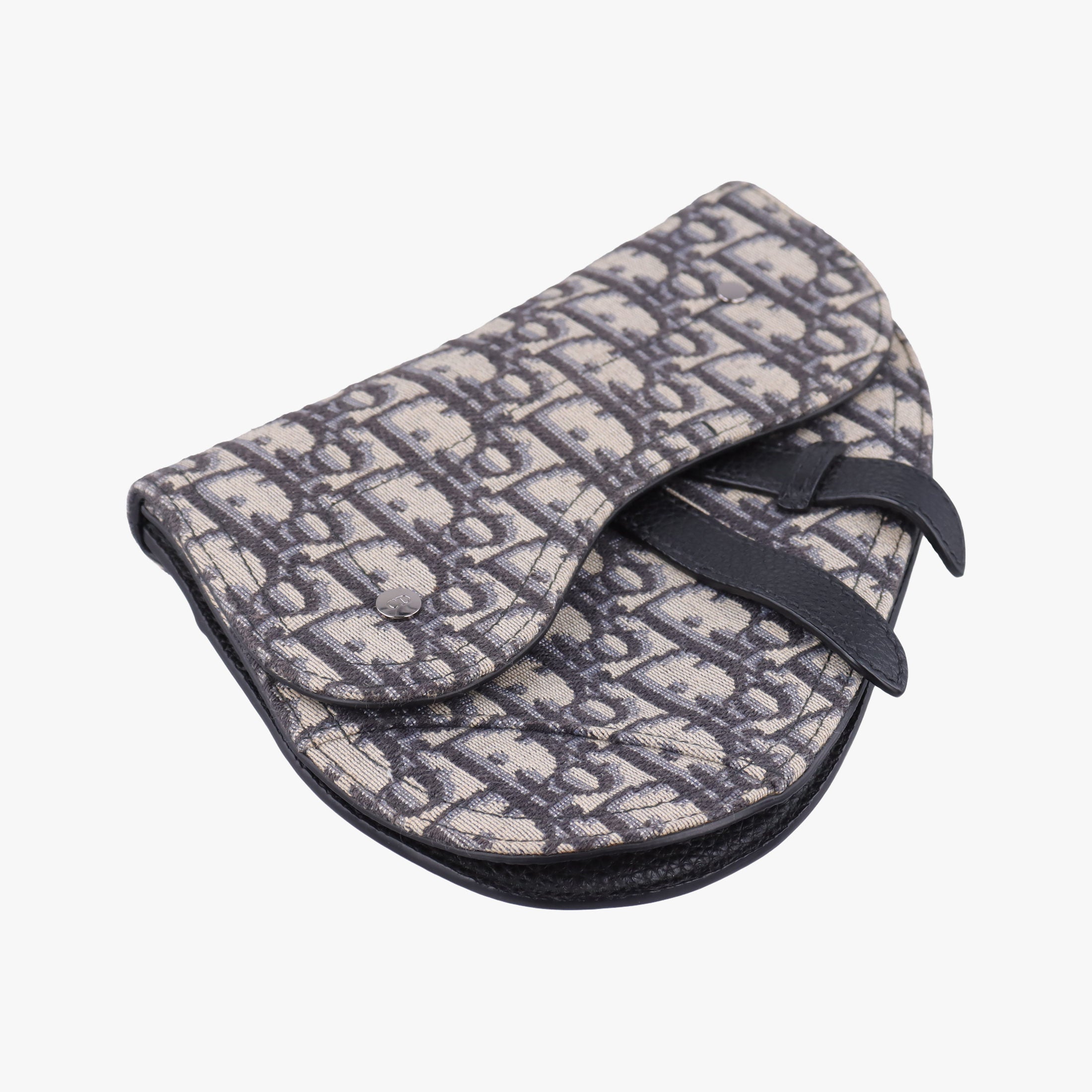 Pre-owned Christian Dior Saddle Gray×Navy×Black Jacquard×Leather  bum bag/waist bag | stylenewstar