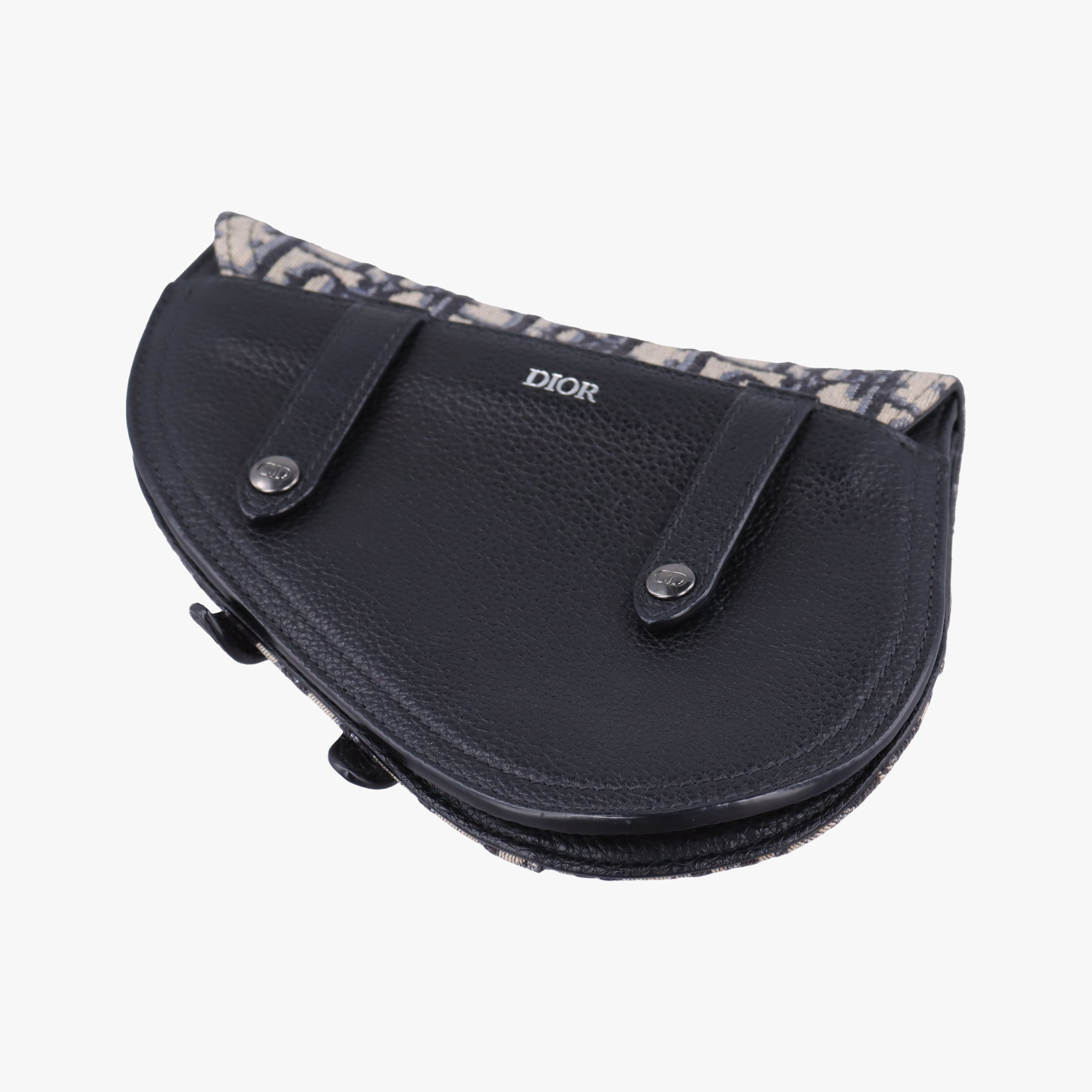 Pre-owned Christian Dior Saddle Gray×Navy×Black Jacquard×Leather  bum bag/waist bag | stylenewstar