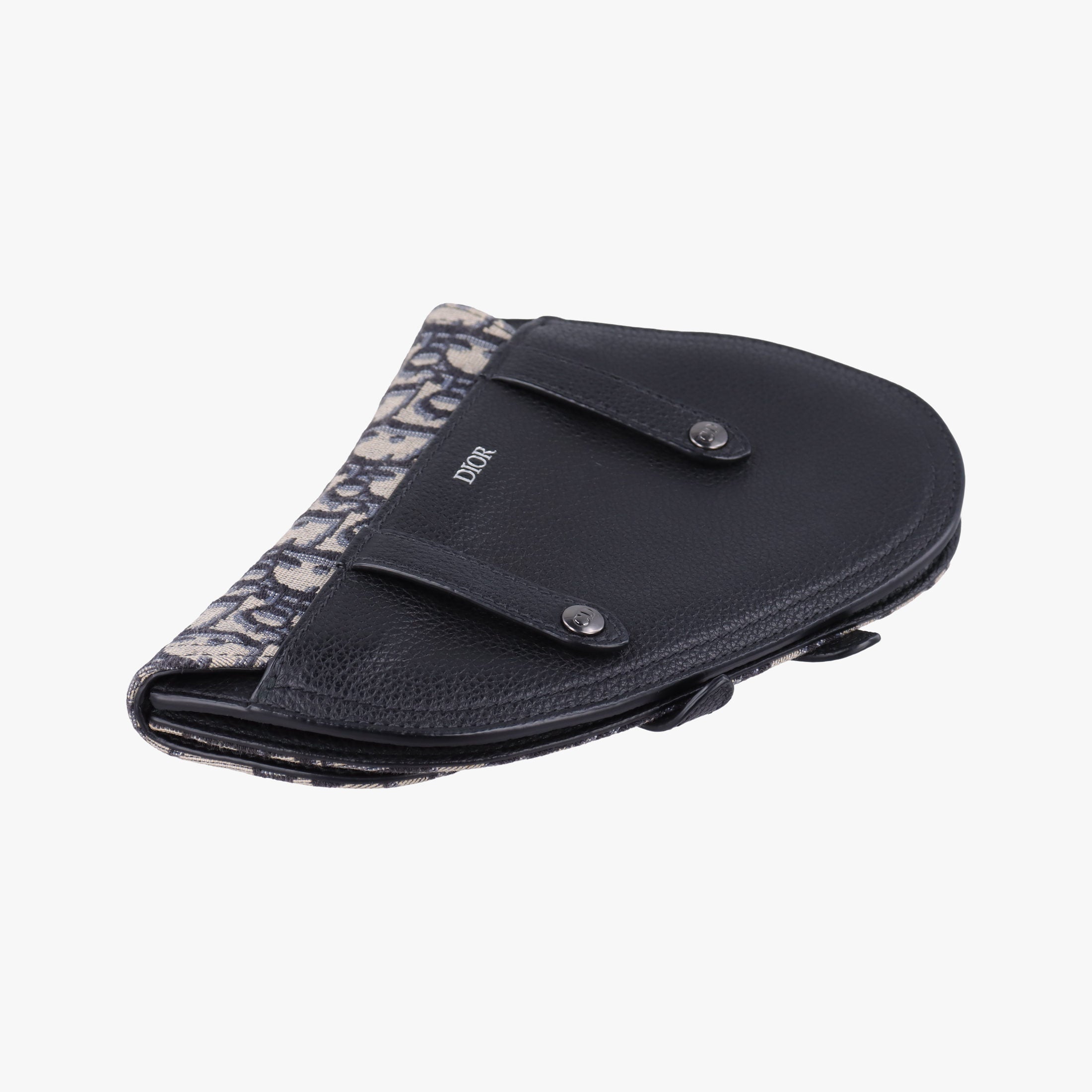 Pre-owned Christian Dior Saddle Gray×Navy×Black Jacquard×Leather  bum bag/waist bag | stylenewstar