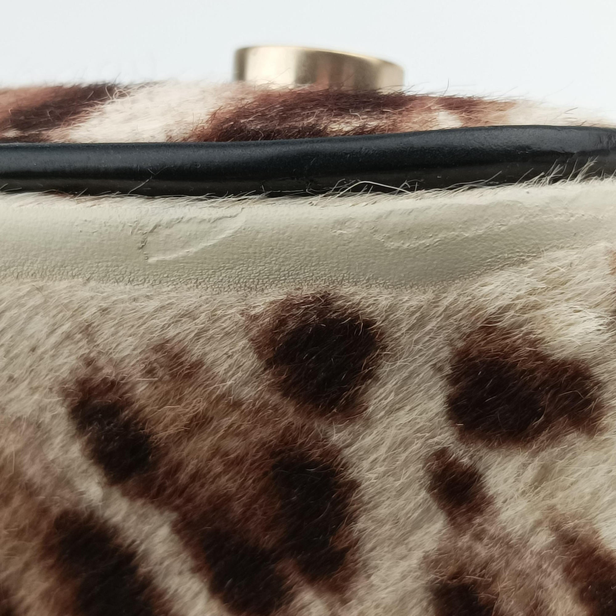 Pre-owned Bvlgari Leopard Print Brown Leather× Fur  shoulderbag | stylenewstar